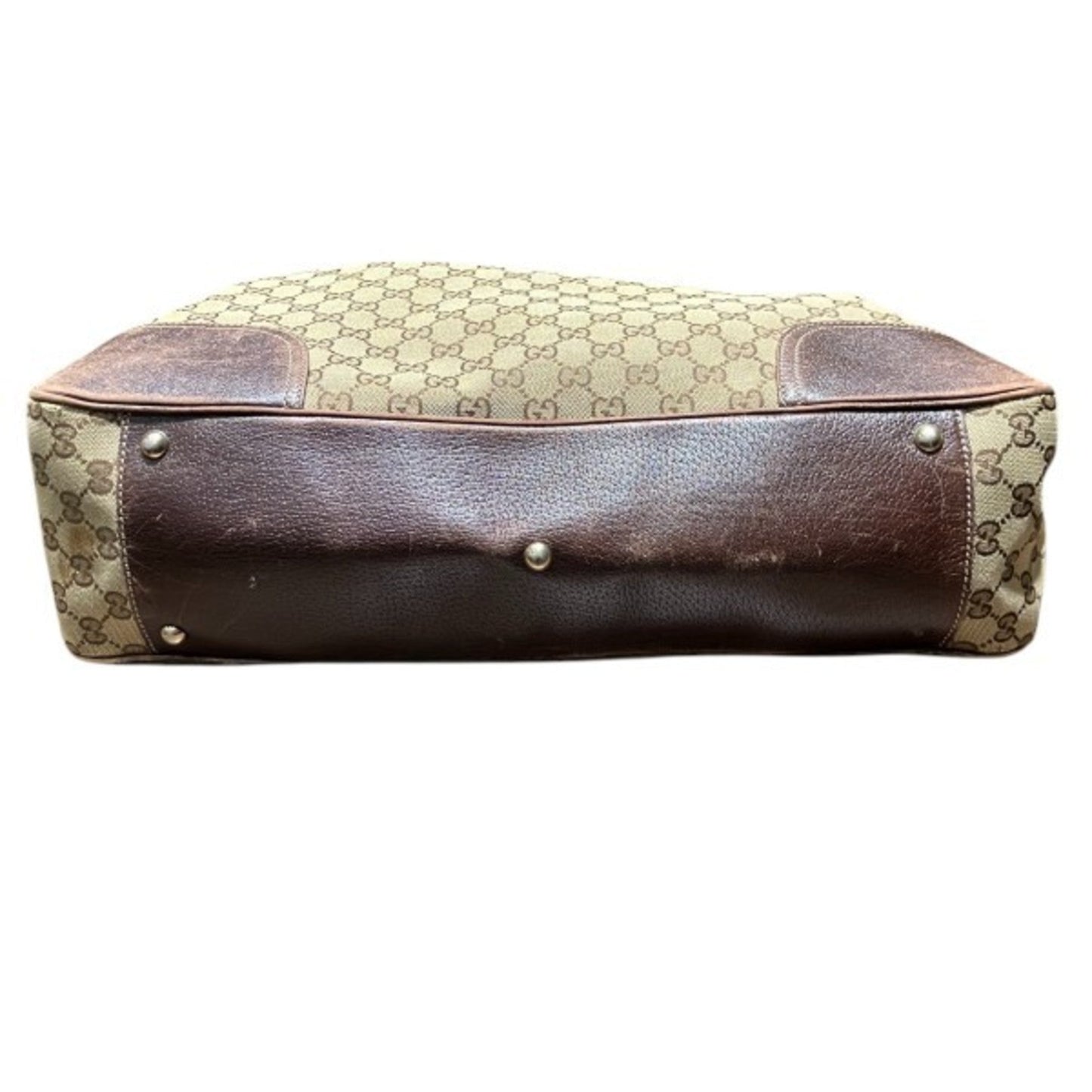 Gucci Brown Gg Canvas Leather Shoulder Bag Tote Bag