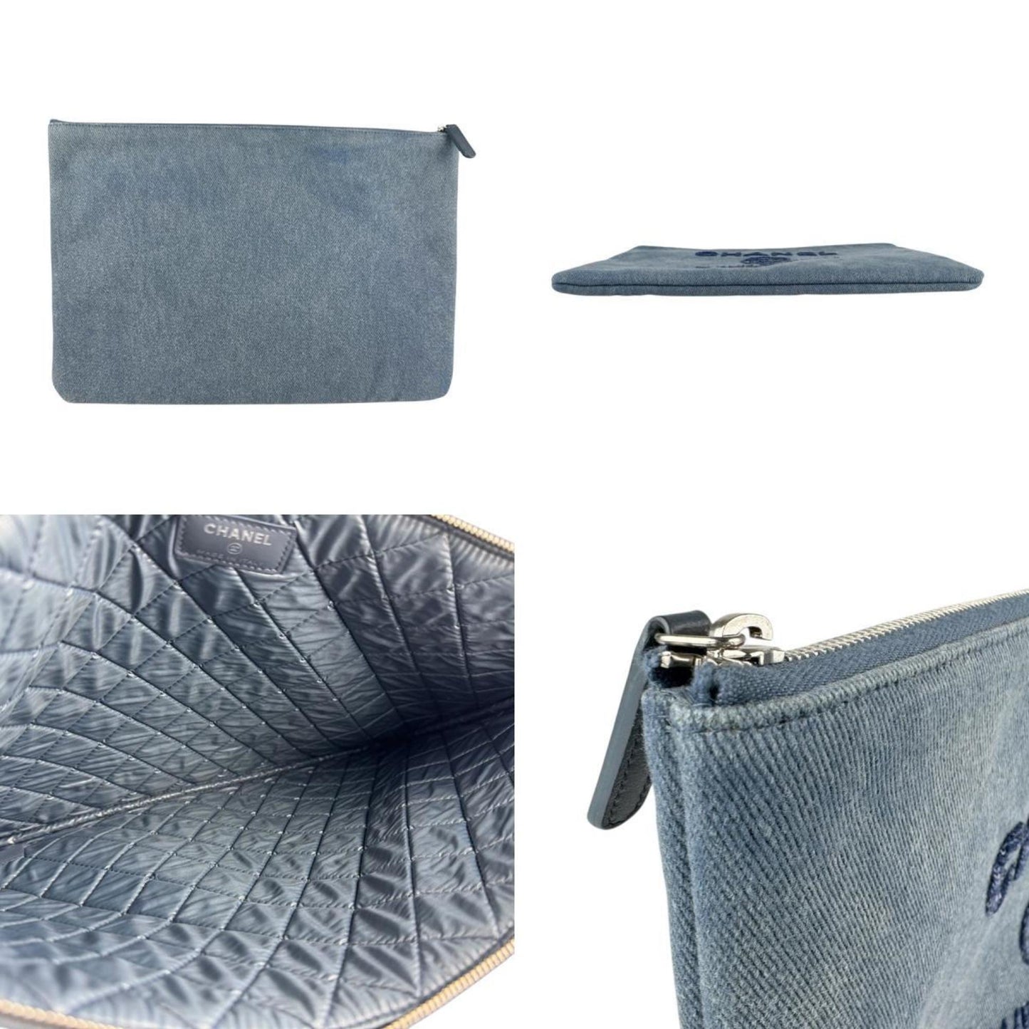 Chanel Blue Denim Spangles Clutch Bag