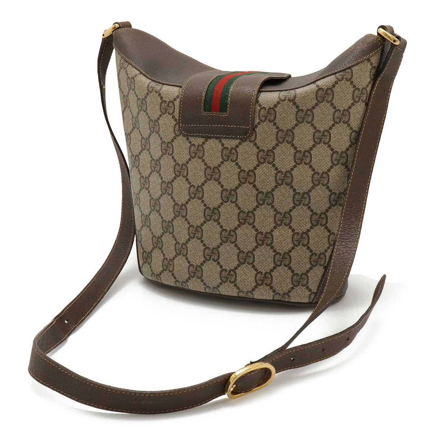 Gucci Beige Brown Green Red Color Gg Plus Leather Pochette Shoulder Bag