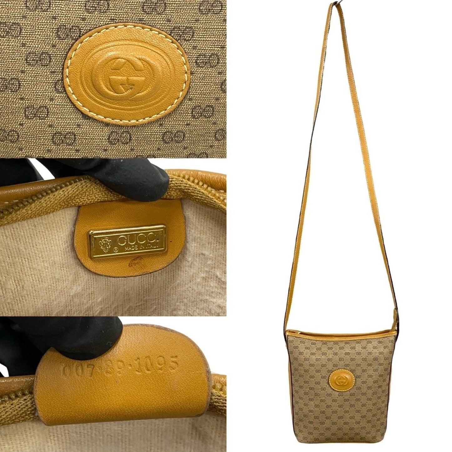 Gucci Brown Camel Leather Pvc Pochette Shoulder Bag