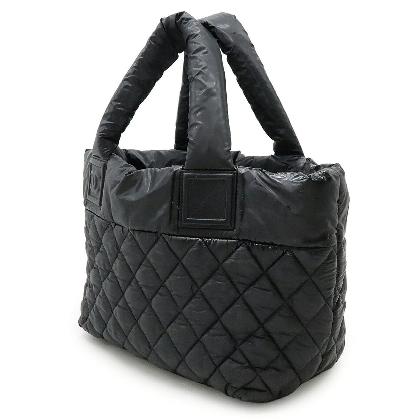 Chanel Black Nylon Leather Handbag Tote Bag