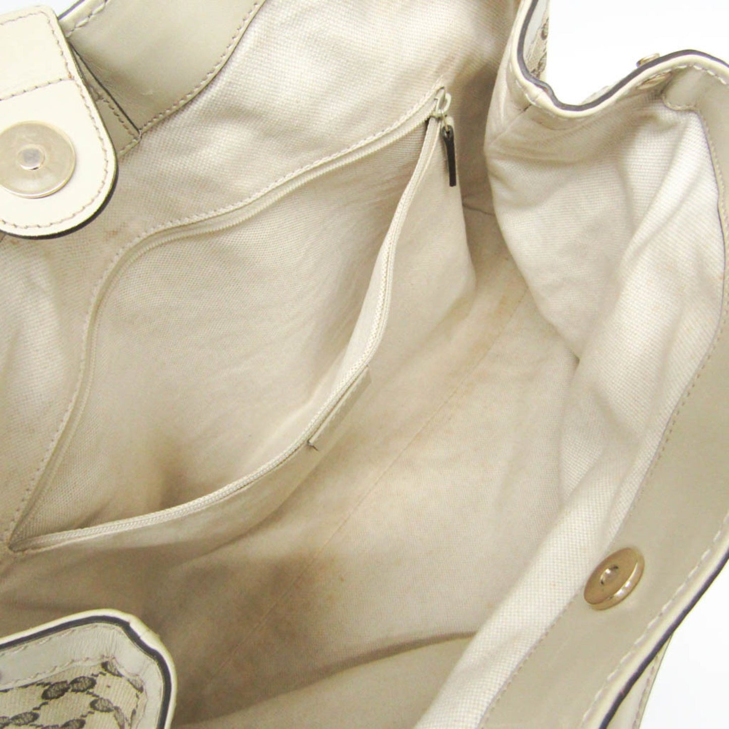 Gucci Beige Brown Cream Leather Canvas Handbag