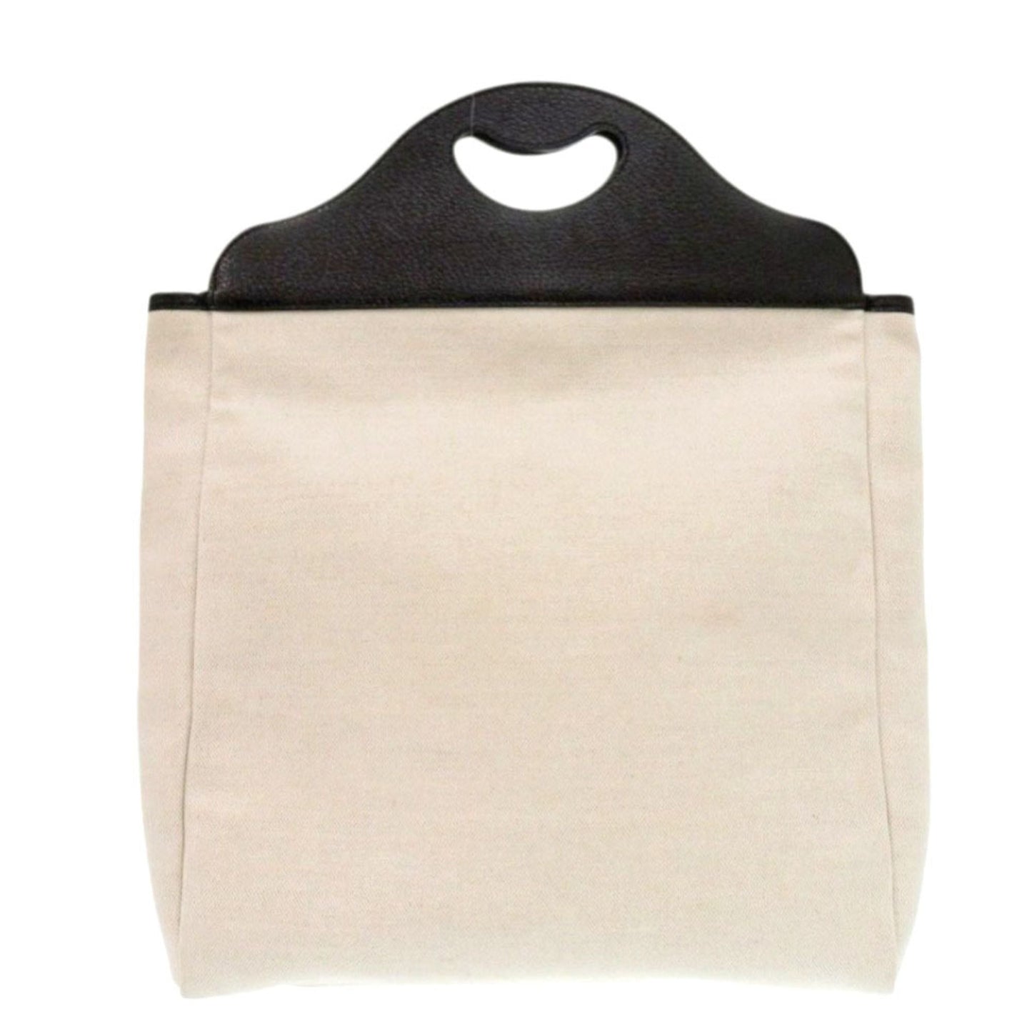 Gucci Black Ivory Canvas Leather Tote Bag