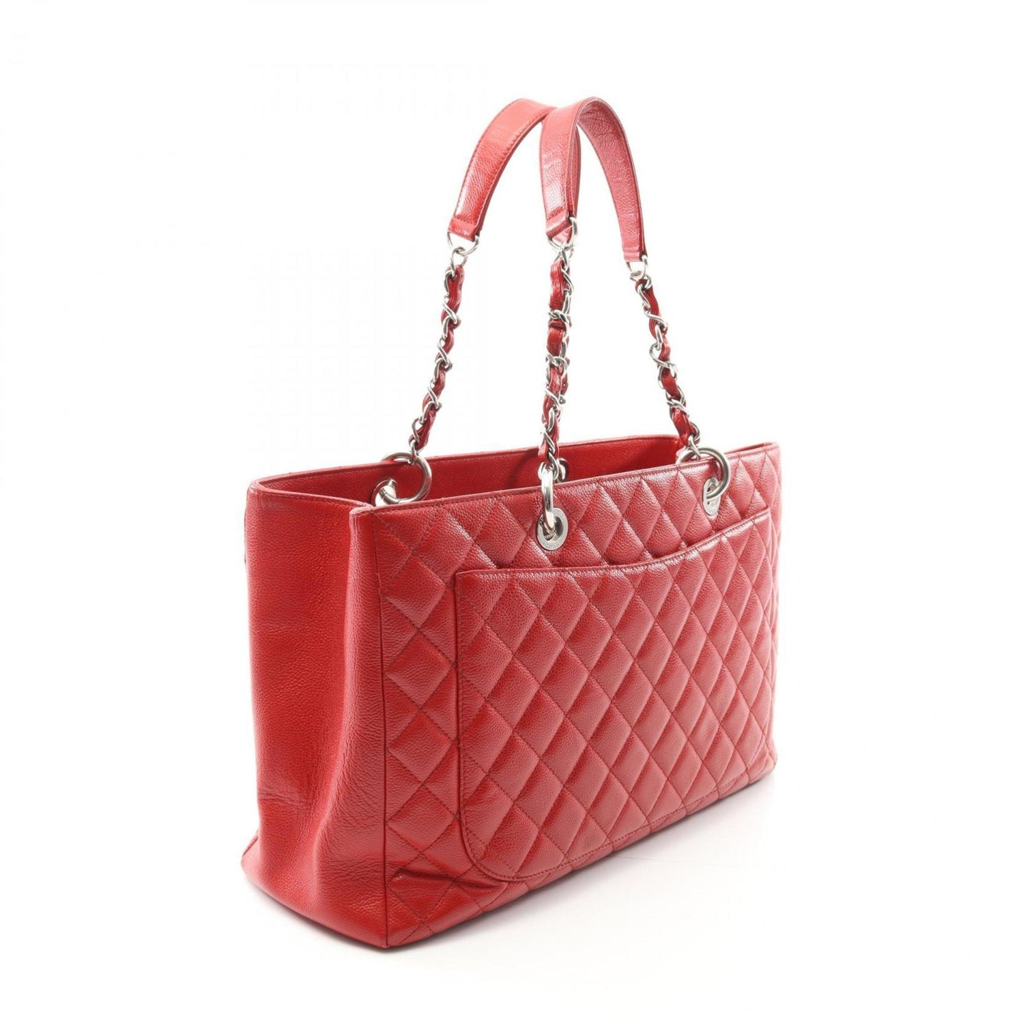 Chanel Red Color Grained Calfskin Tote Bag