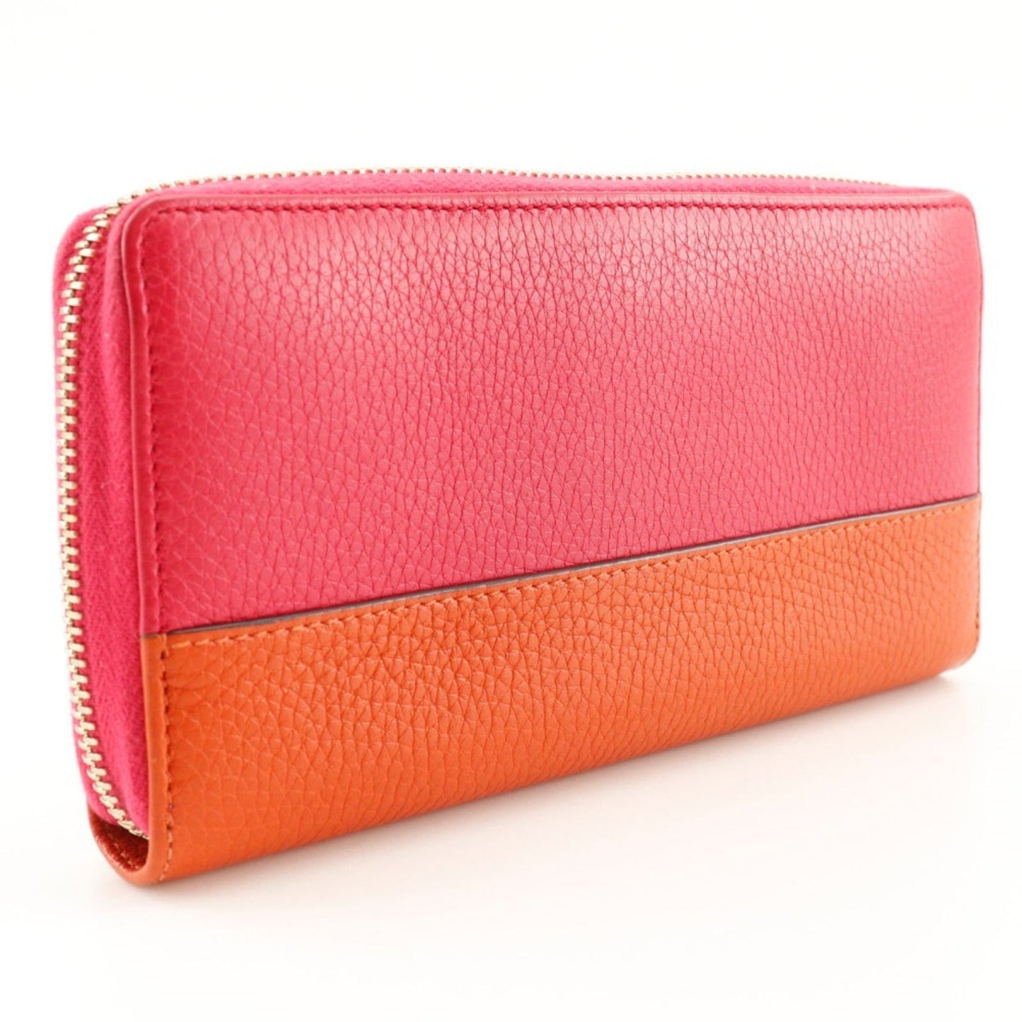 Gucci Orange Pink Leather Long Wallet (Bi-Fold)