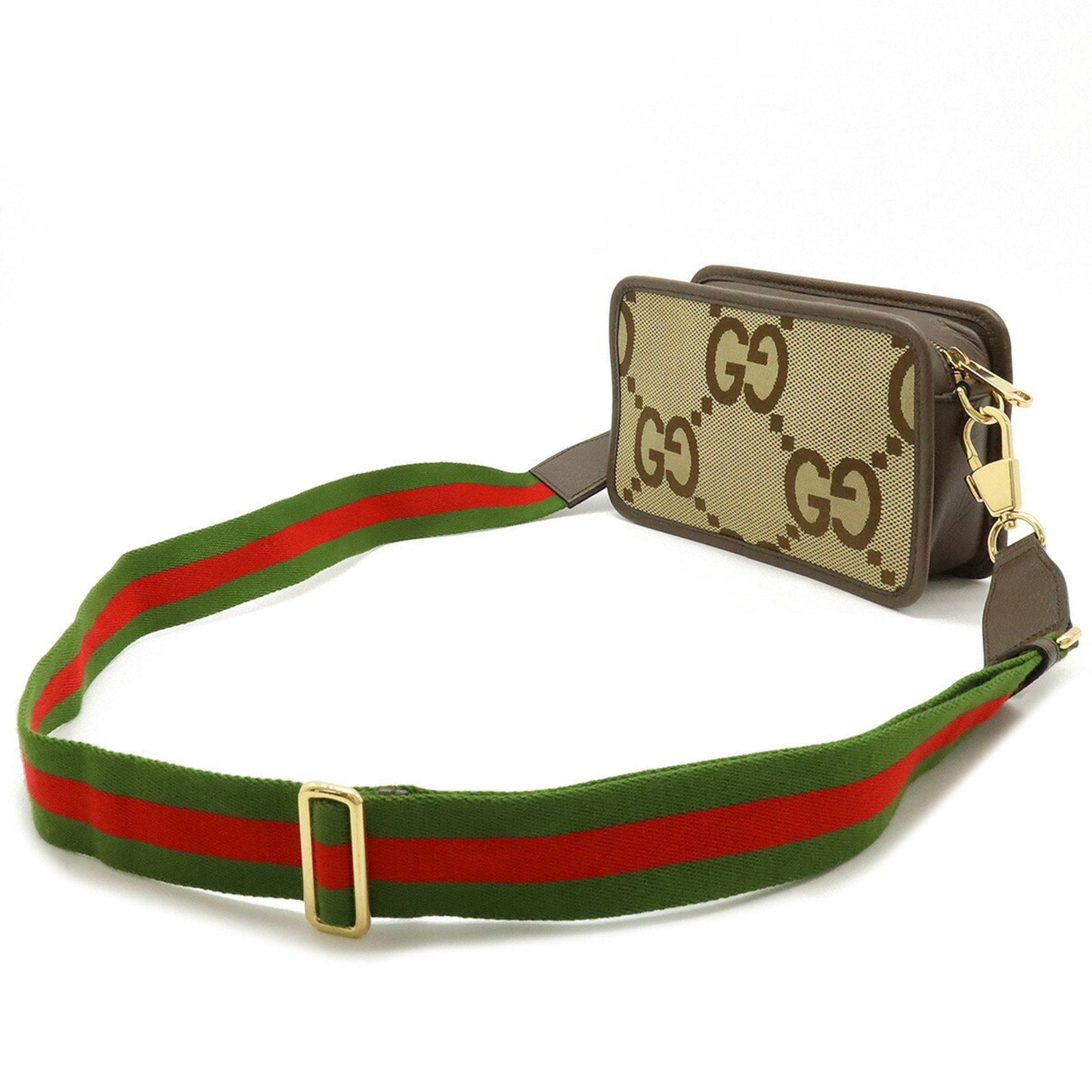 Gucci Beige Dark Brown Canvas Leather Clutch Bag Pochette Shoulder Bag