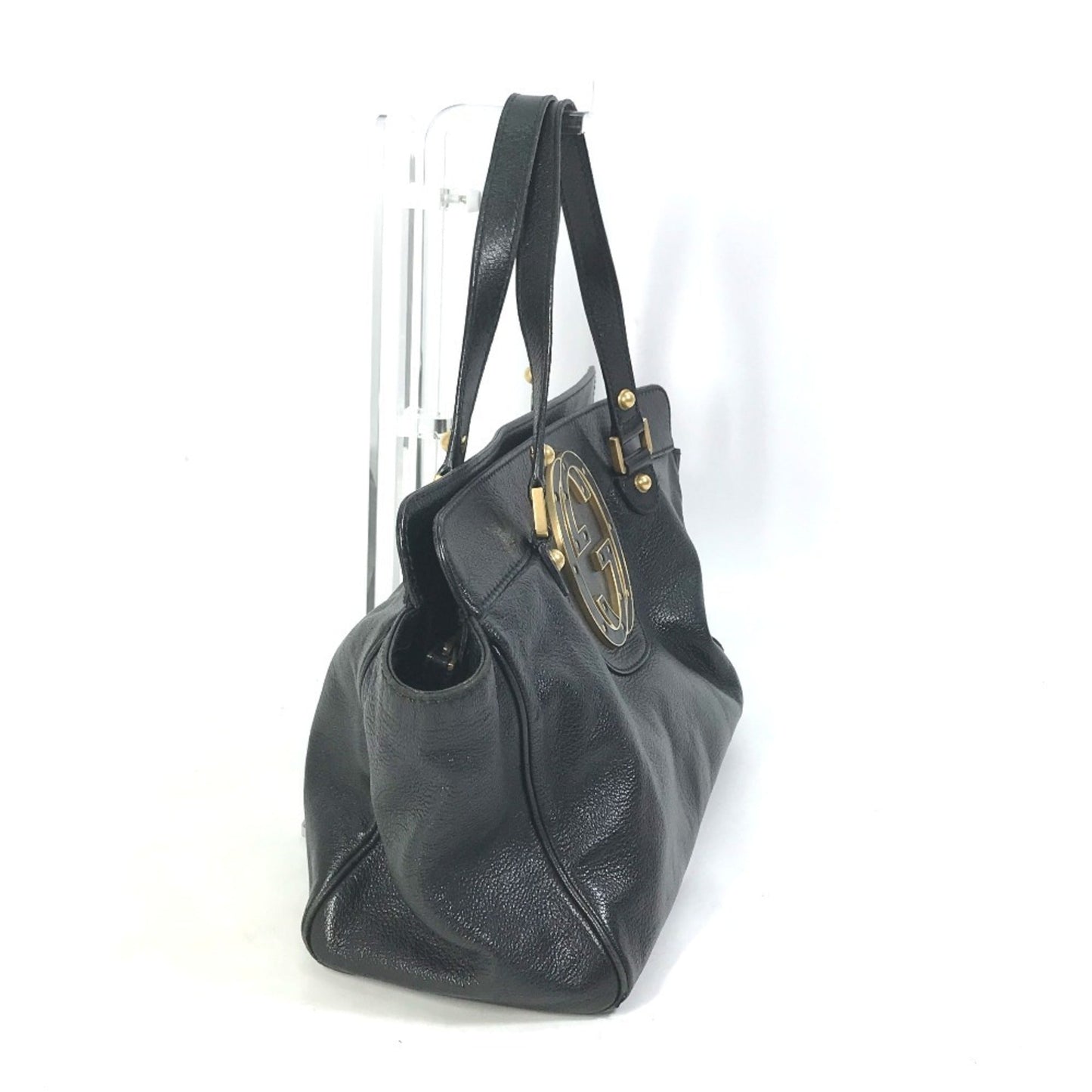 Gucci Black Leather Handbag Shoulder Bag Tote Bag