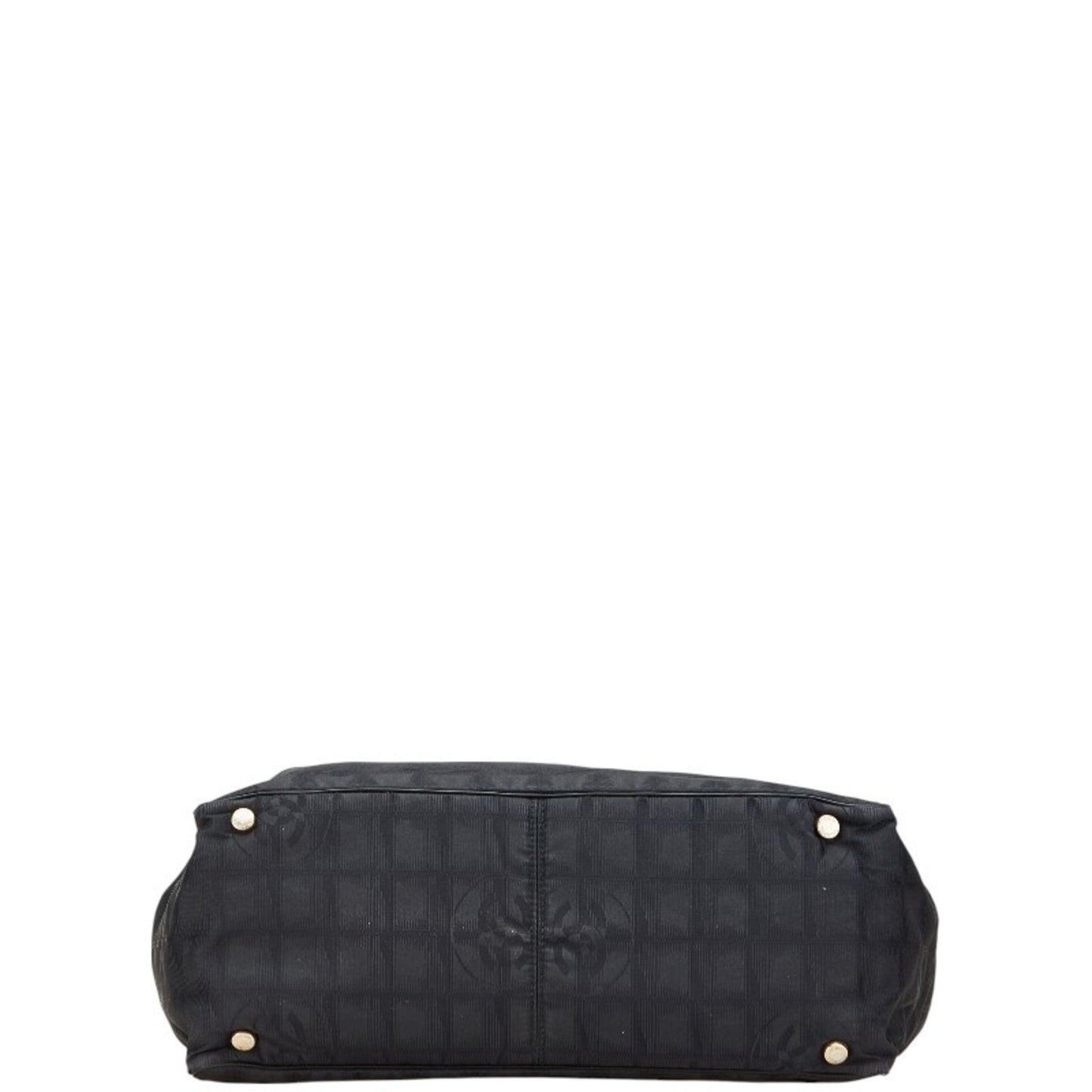 Chanel New Travel Line Black Nylon Leather Handbag Tote Bag