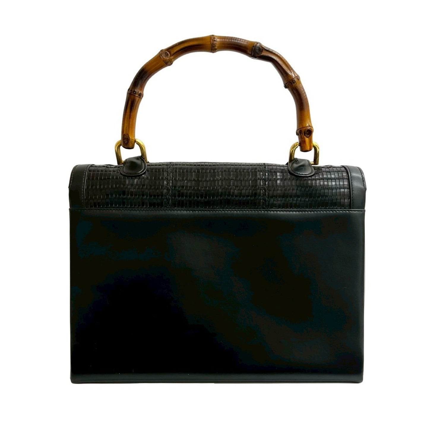 Gucci Black Bamboo Leather Handbag Tote Bag