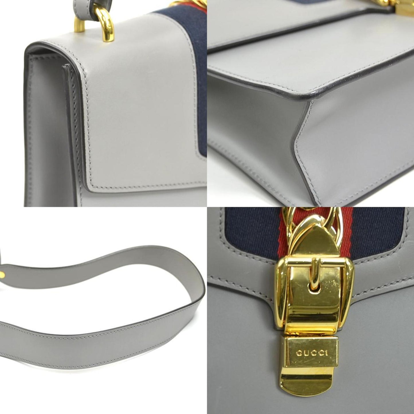 Gucci Gray Leather Shoulder Bag
