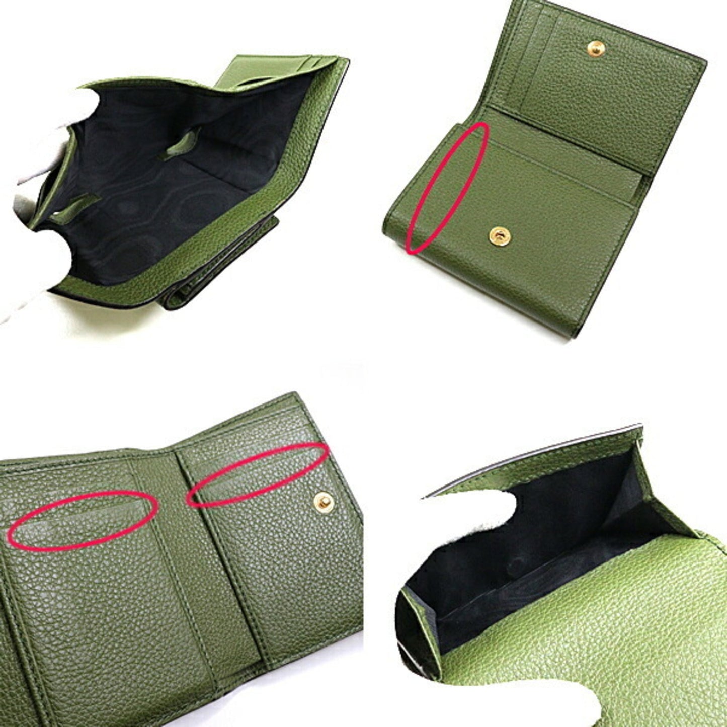 Gucci Green Khaki Leather Wallet (Tri-Fold)