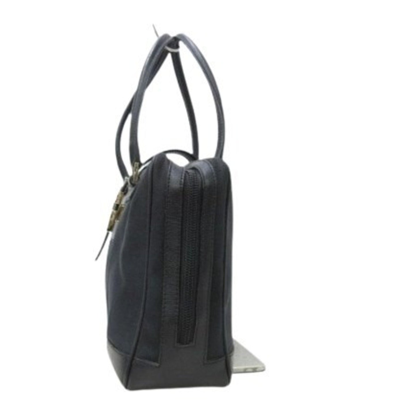 Gucci Black Canvas Leather Handbag Shoulder Bag Tote Bag