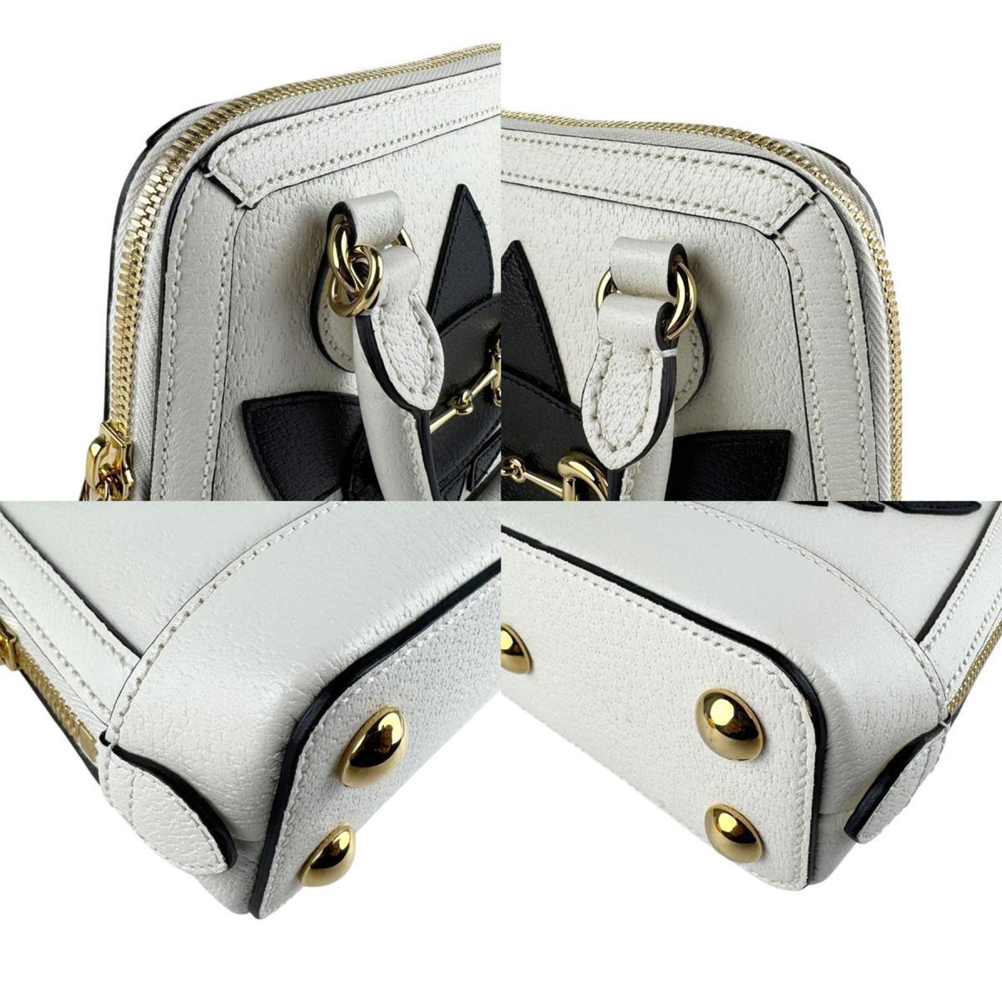 Gucci Black Off-White Leather Handbag Shoulder Bag