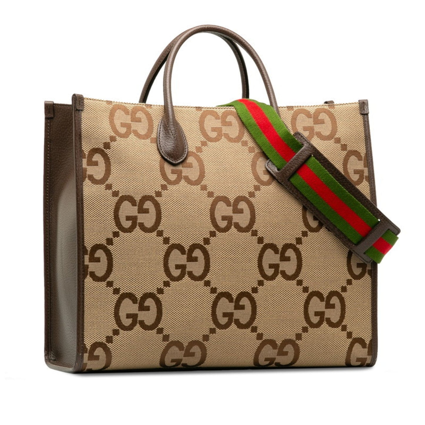 Gucci Beige Multi-Color Canvas Leather Shoulder Bag Tote Bag