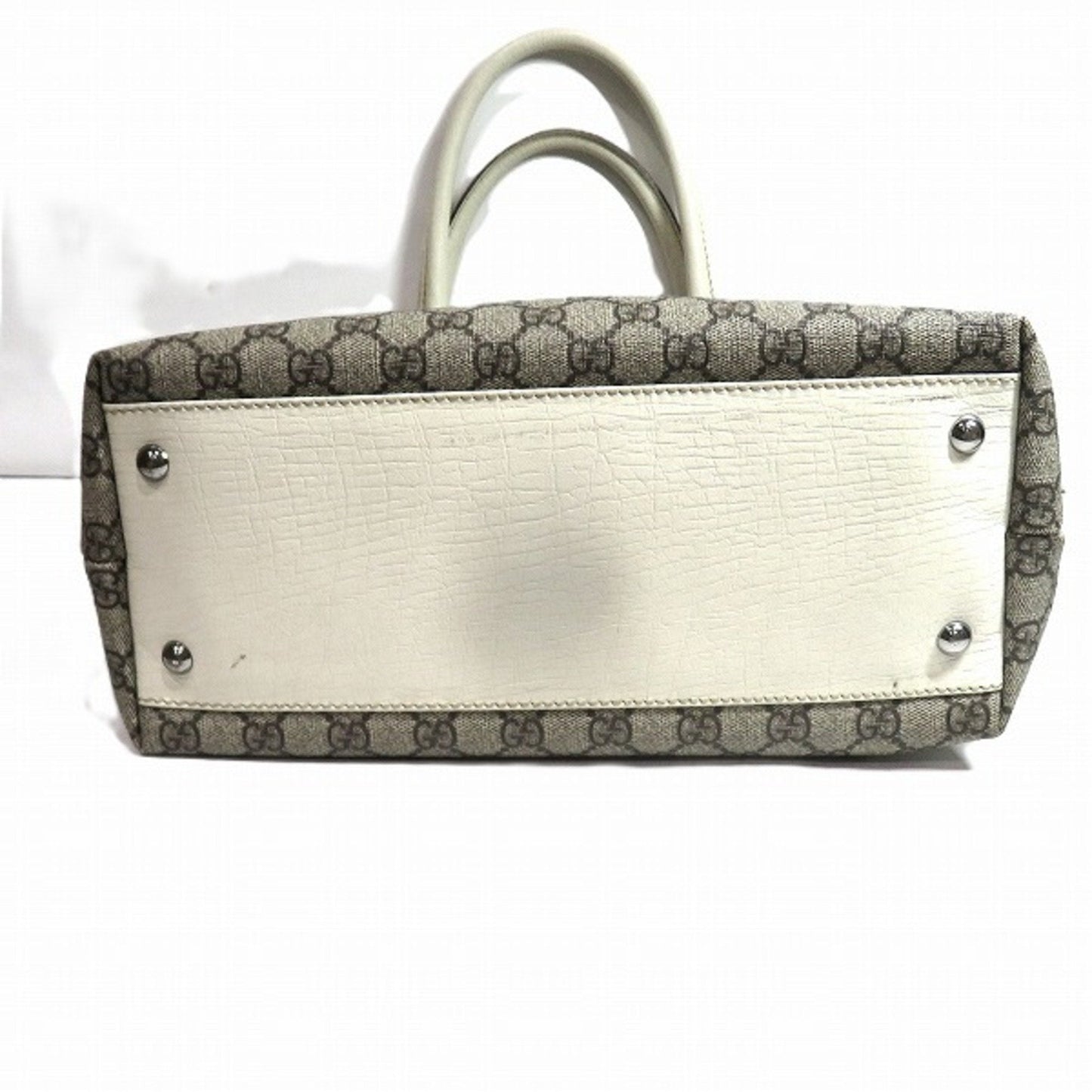 Gucci Beige White Gg Supreme Leather Tote Bag