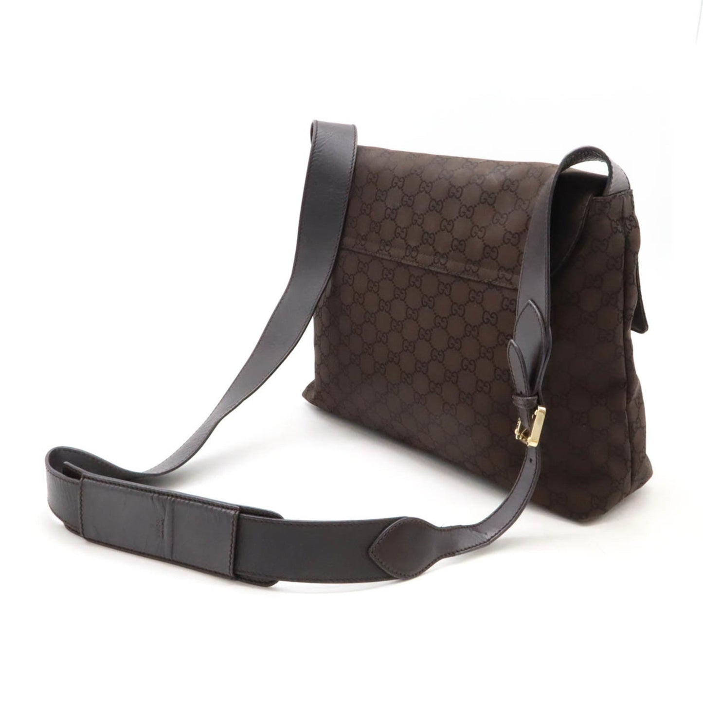 Gucci Dark Brown Nylon Leather Shoulder Bag