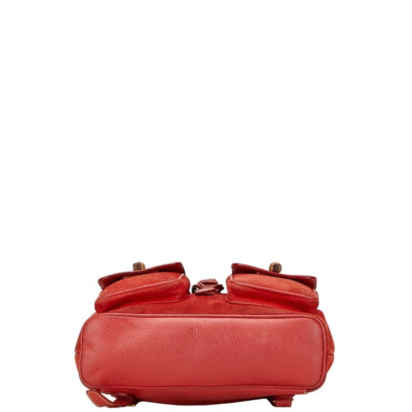 Gucci Red Brown Bamboo Leather Backpack