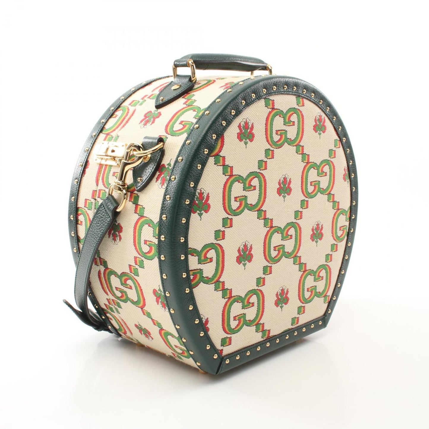 Gucci Beige Green Multi-Color Pvc Leather Handbag