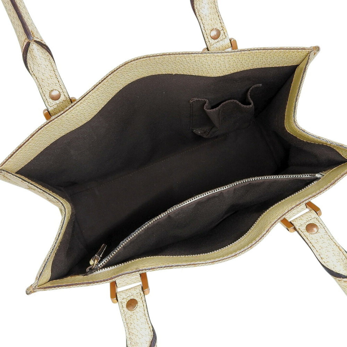 Gucci Beige Ivory Canvas Leather Handbag Tote Bag