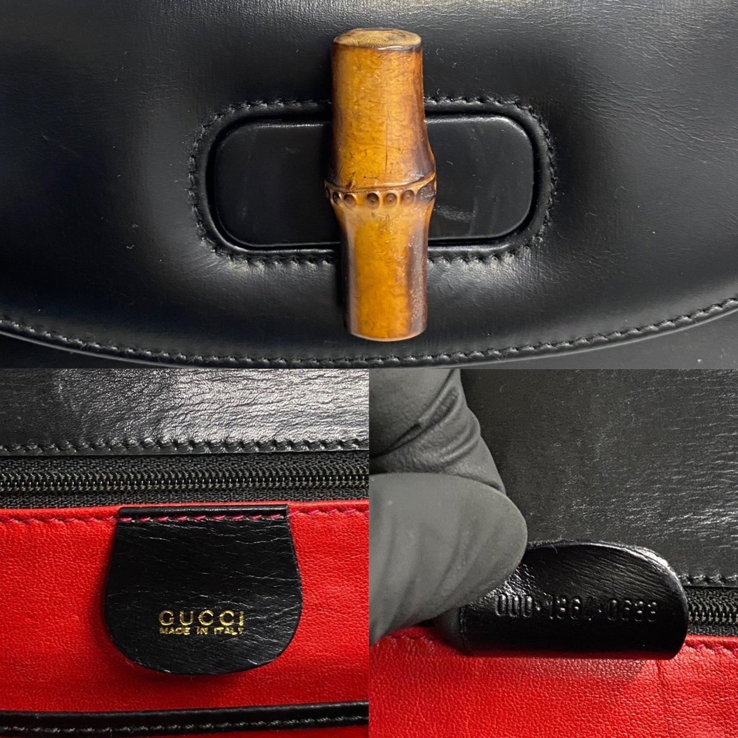 Gucci Black Leather Handbag Tote Bag