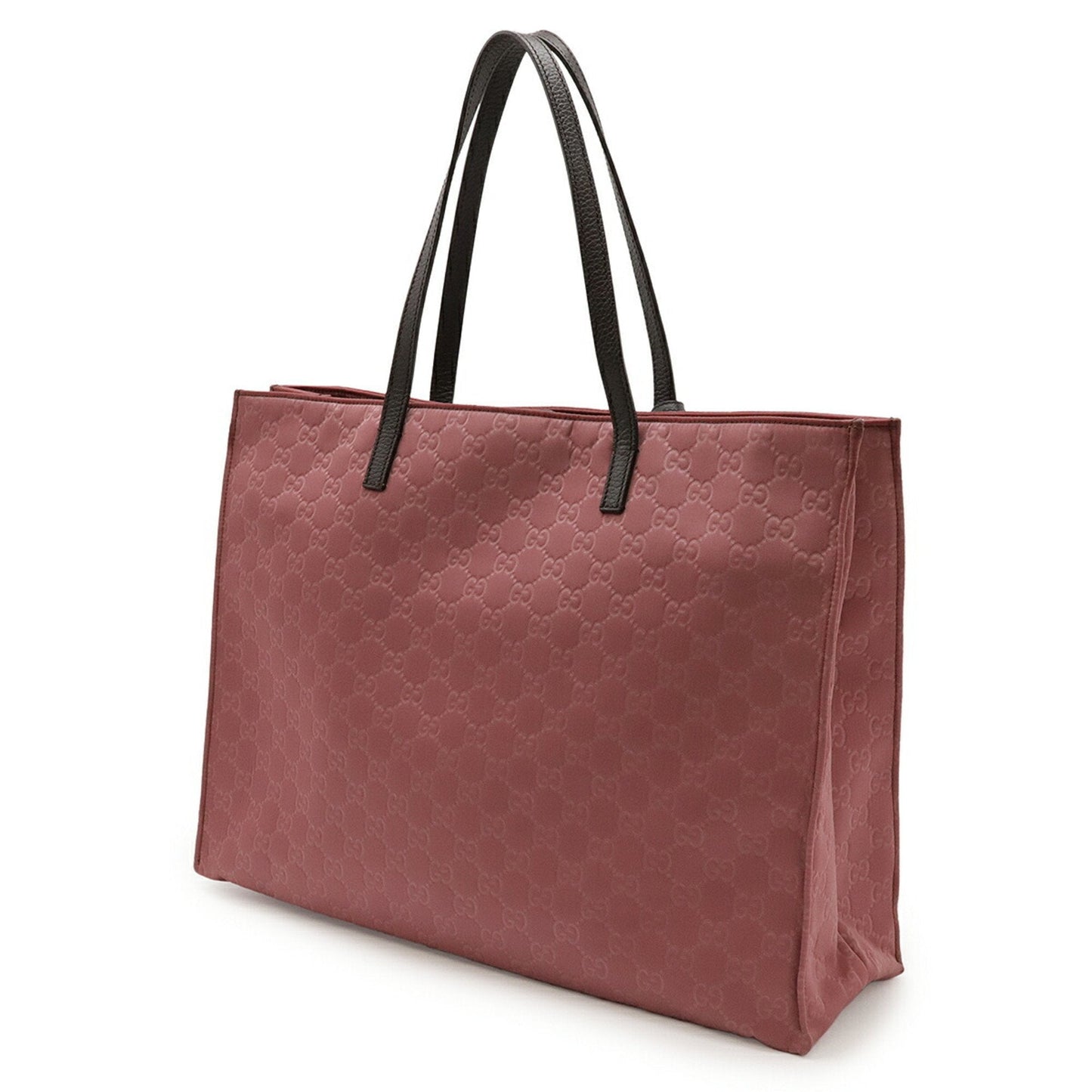 Gucci Dark Brown Pink Nylon Leather Handbag Shoulder Bag Tote Bag