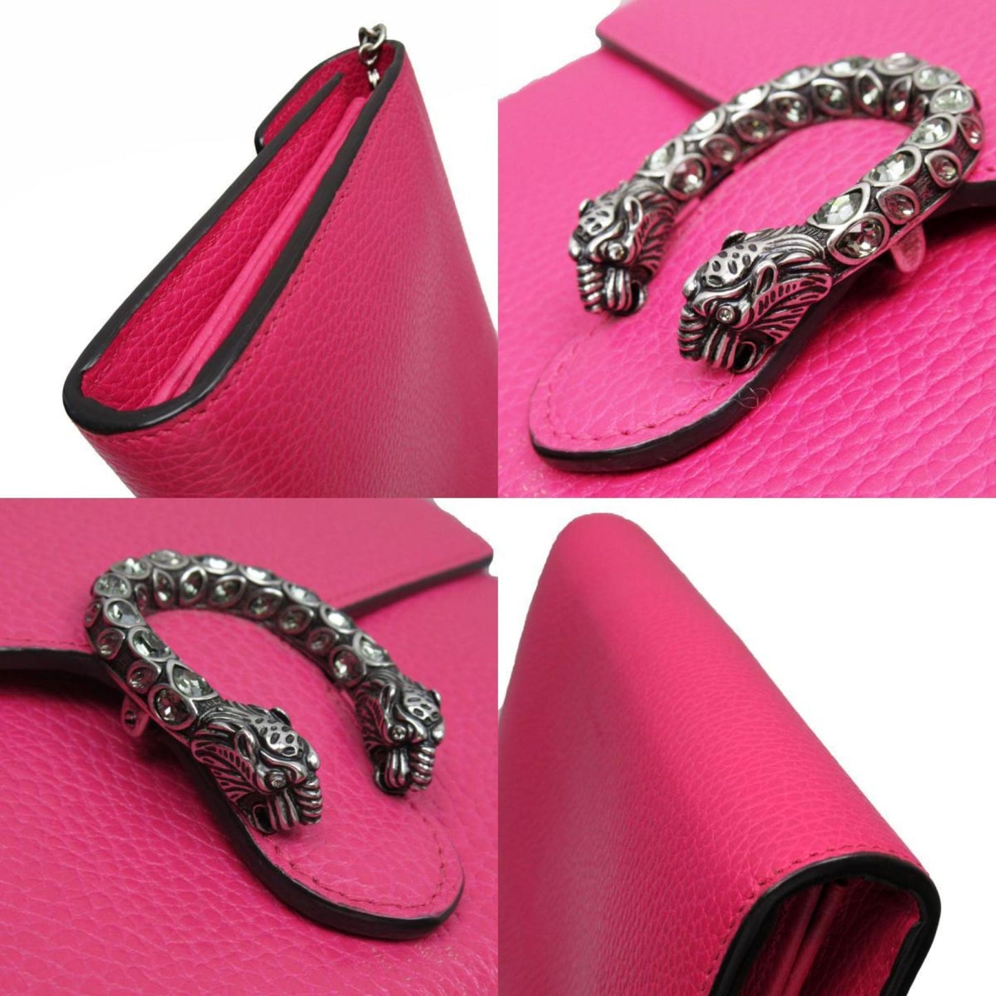 Gucci Pink Leather Chain/Shoulder Wallet