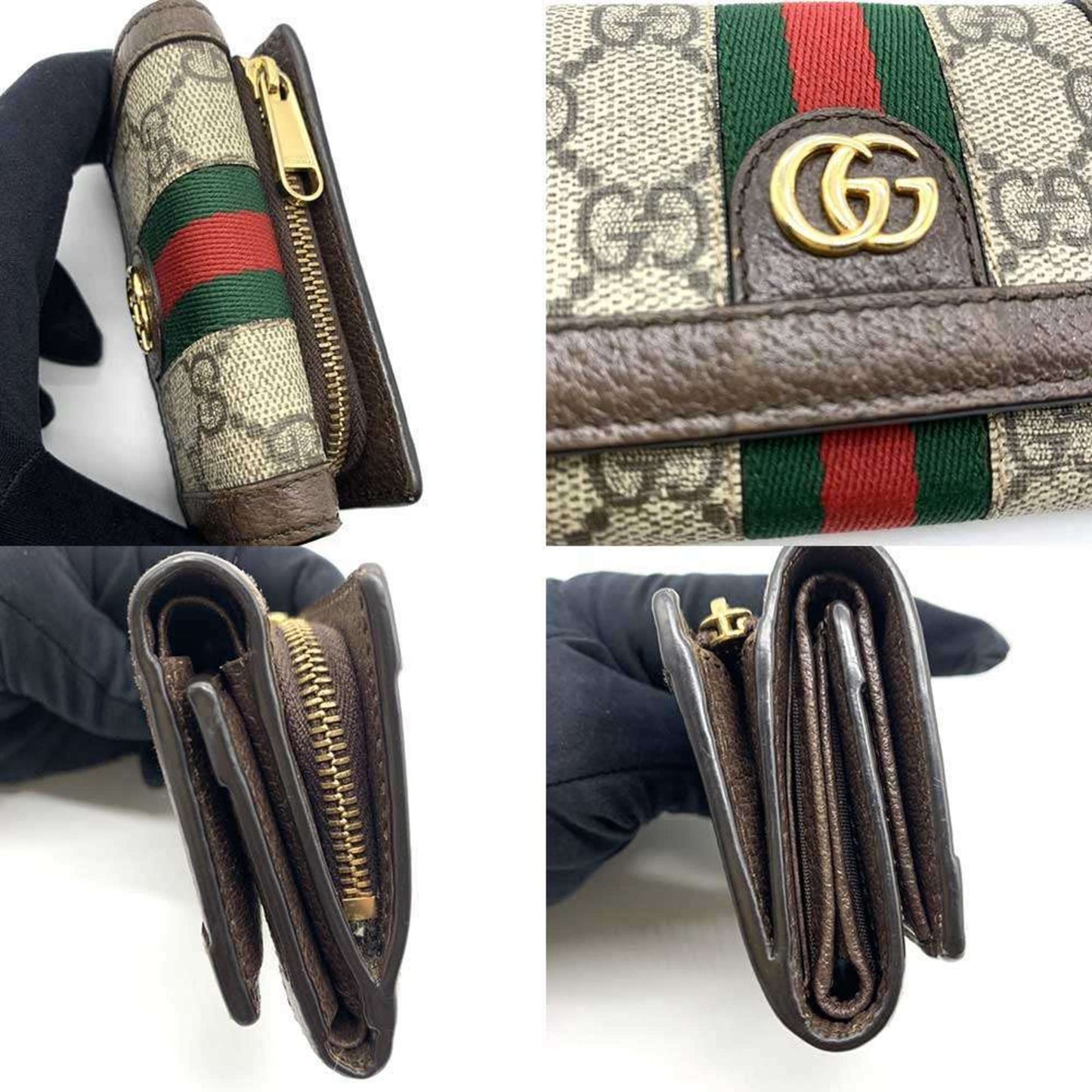 Gucci Gg Supreme Beige Pvc Wallet (Tri-Fold)