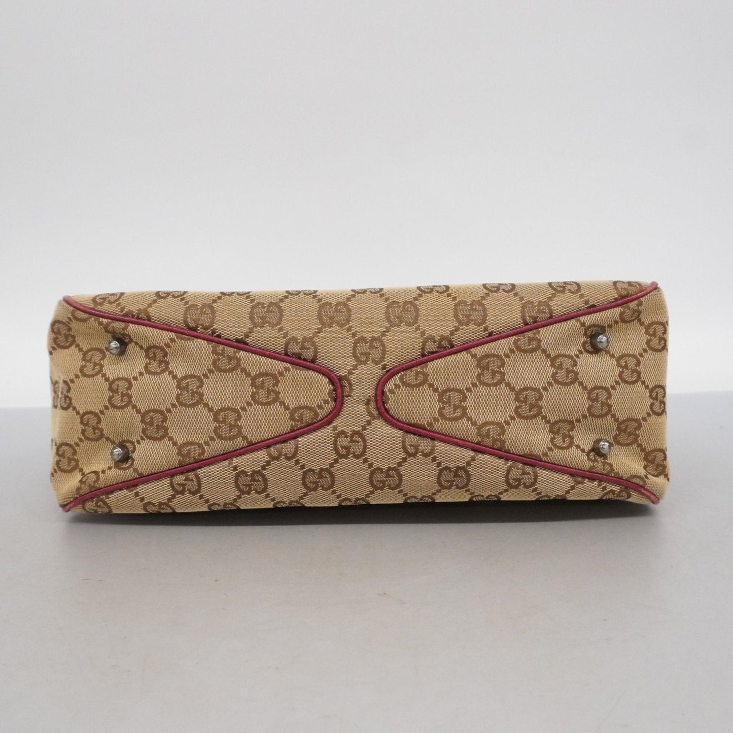 Gucci Brown Red Color Canvas Tote Bag