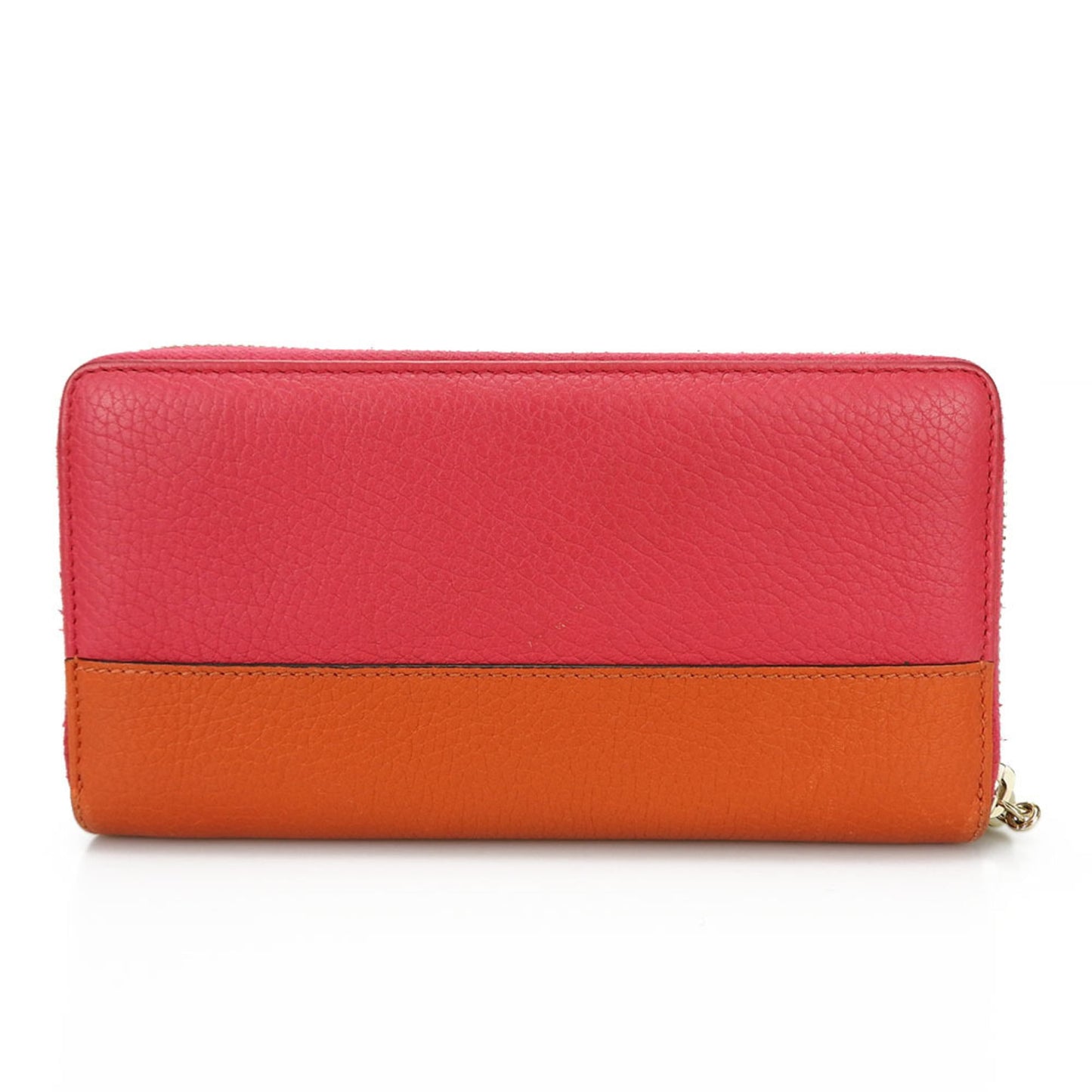 Gucci Bamboo Orange Pink Leather Long Wallet (Bi-Fold)