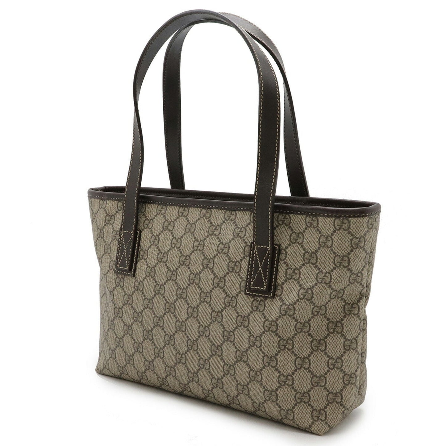 Gucci Gg Plus Beige Dark Brown Pvc Leather Shoulder Bag Tote Bag