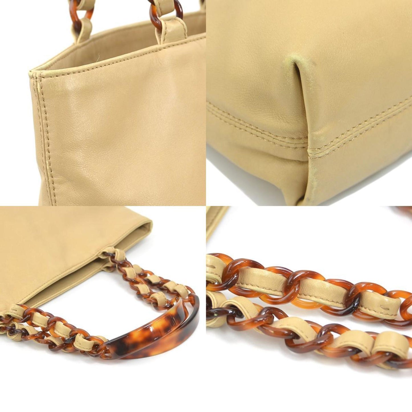 Chanel Beige Brown Leather Handbag Tote Bag