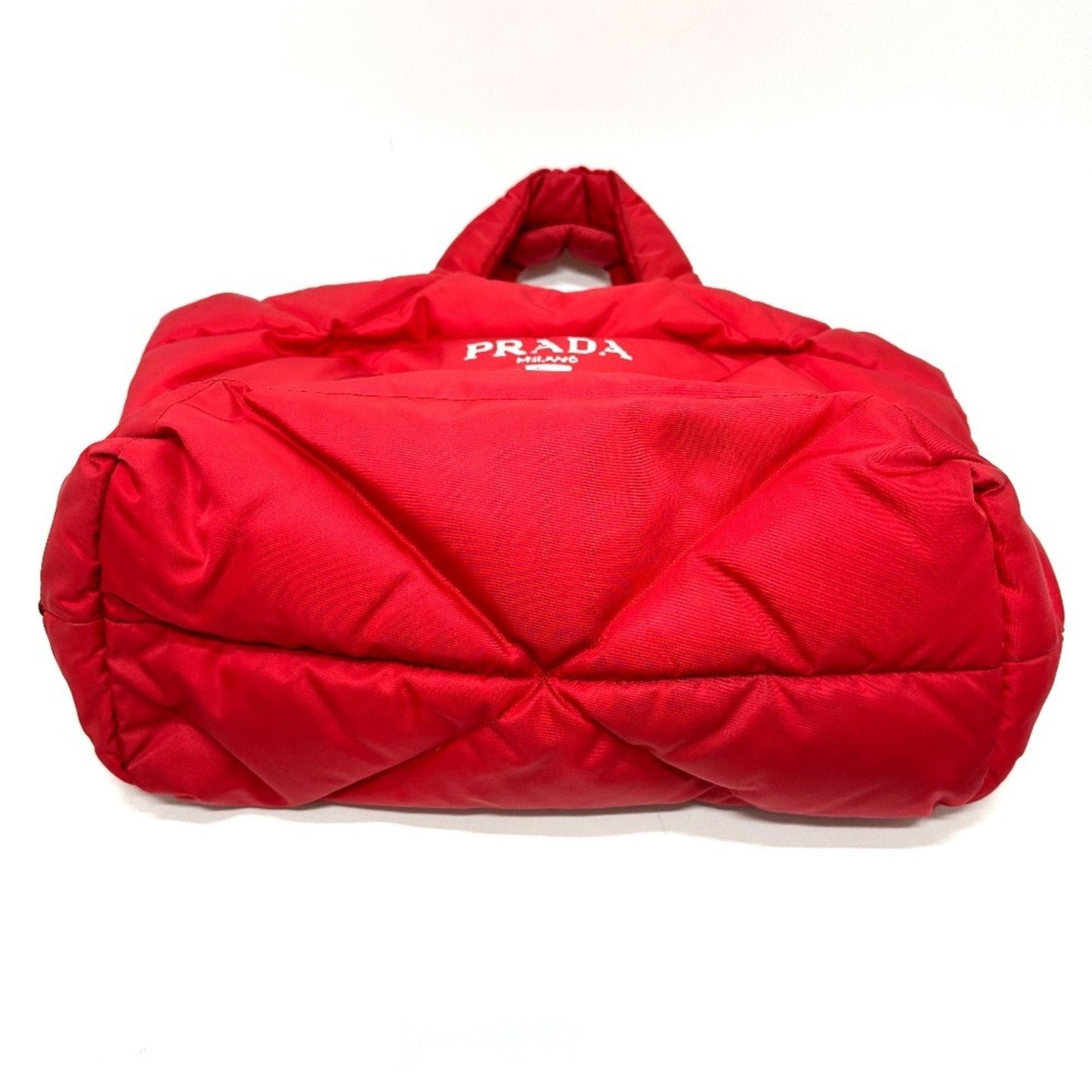 Padded Tote Bag Quilted Re-Nylon with Leather Medium