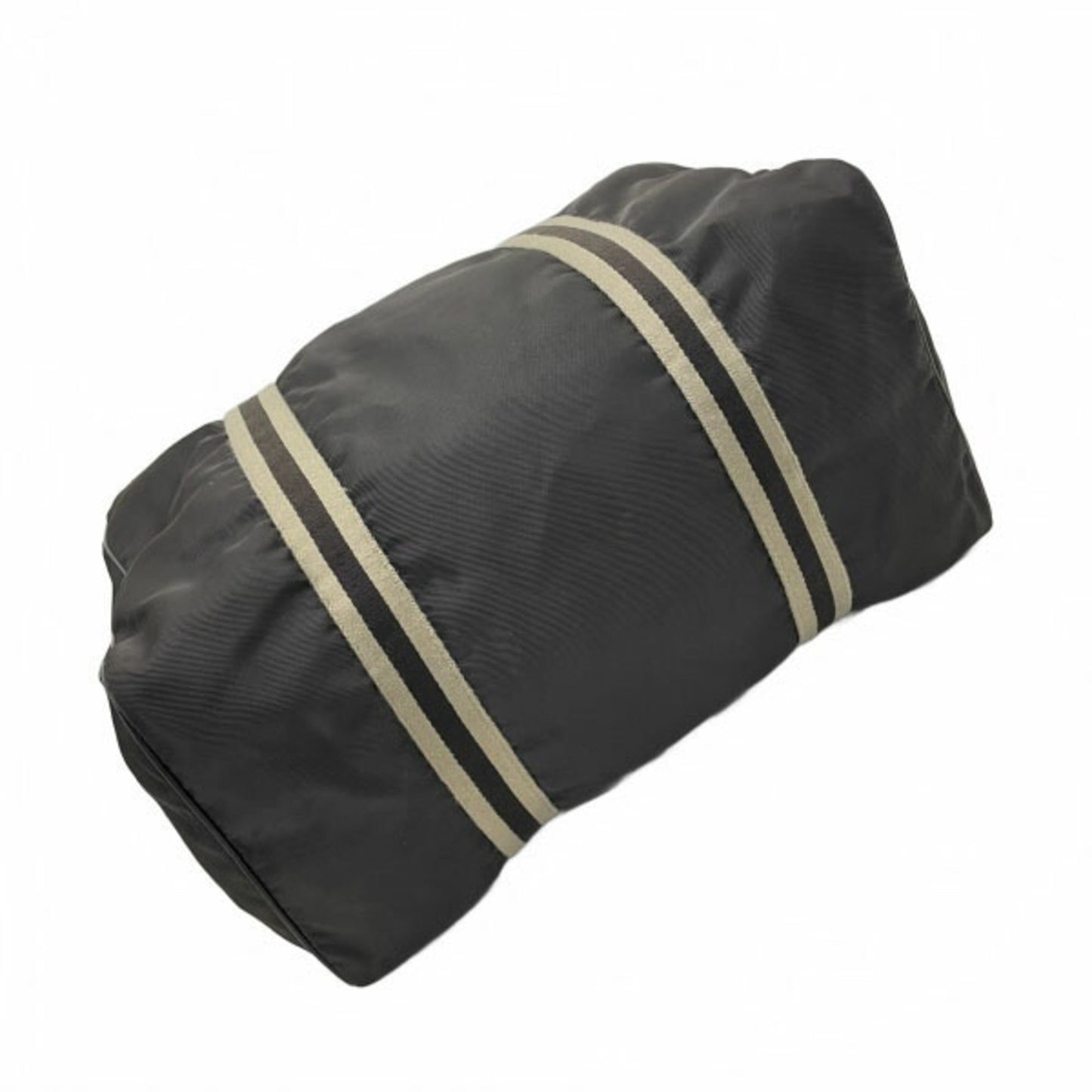 Gucci Beige Dark Brown Nylon Leather Boston Bag