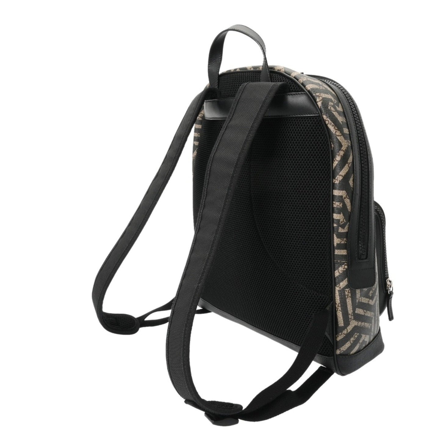 Gucci Beige Black Leather Gg Supreme Canvas Backpack