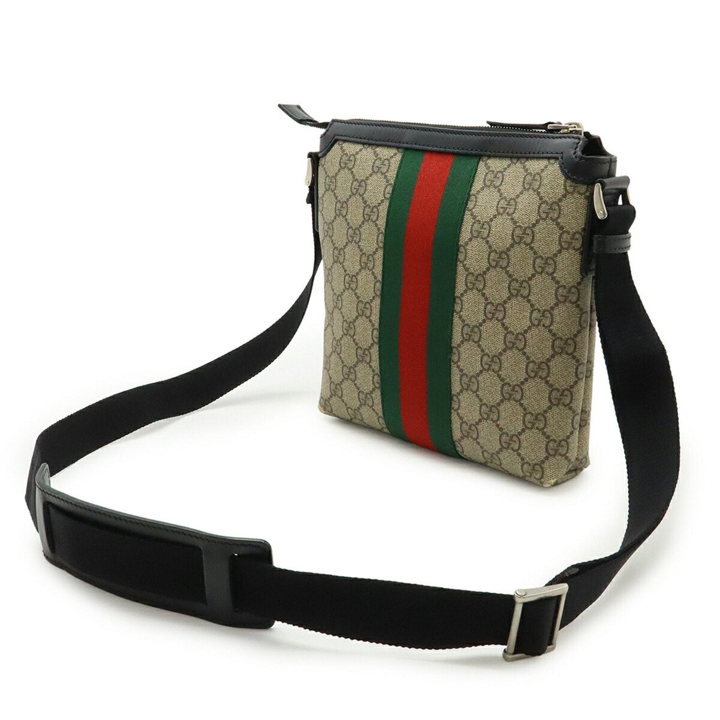 Gucci Beige Black Green Red Color Gg Supreme Leather Shoulder Bag
