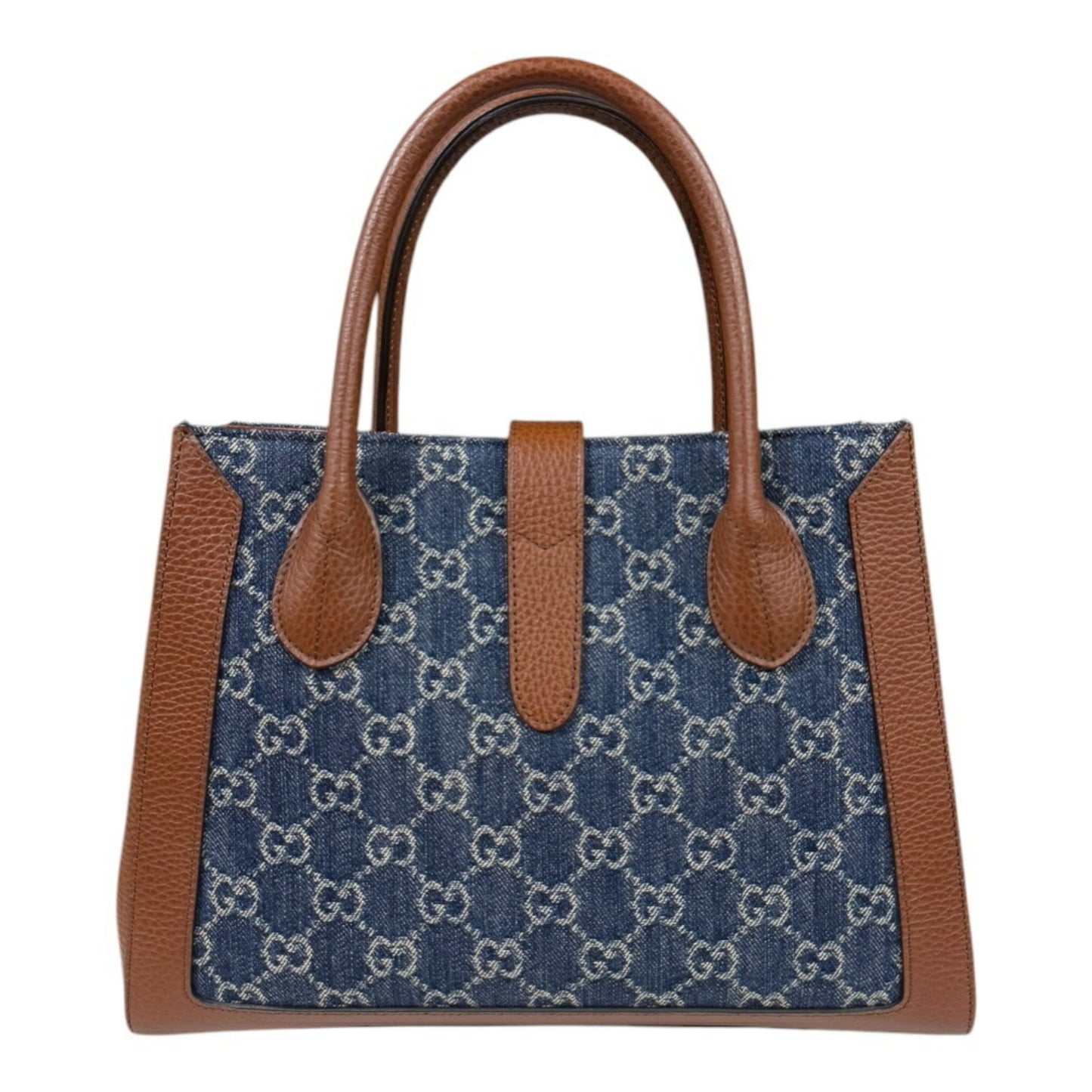 Gucci Blue Brown Denim Leather Shoulder Bag