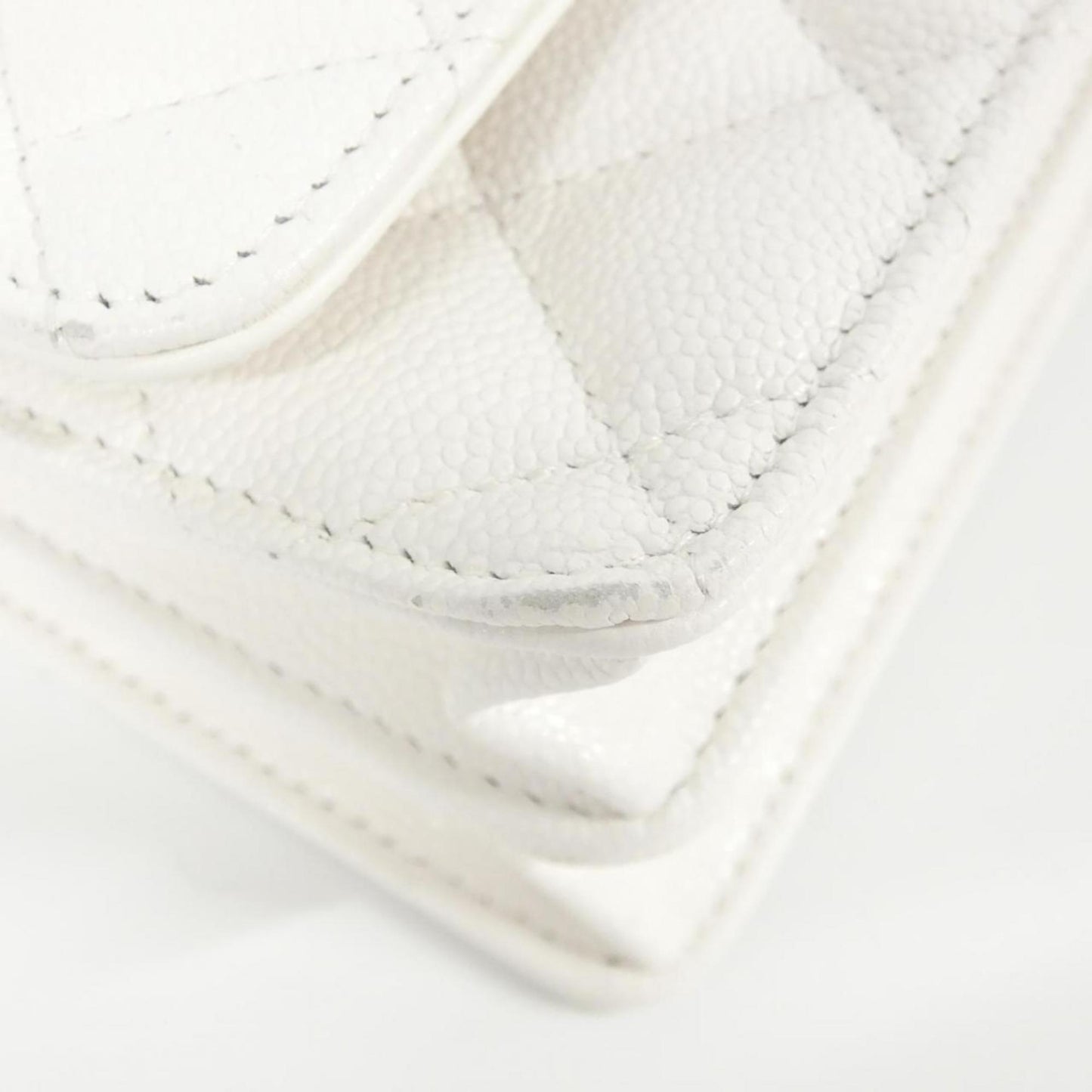 Chanel White Grained Calfskin Clutch Bag