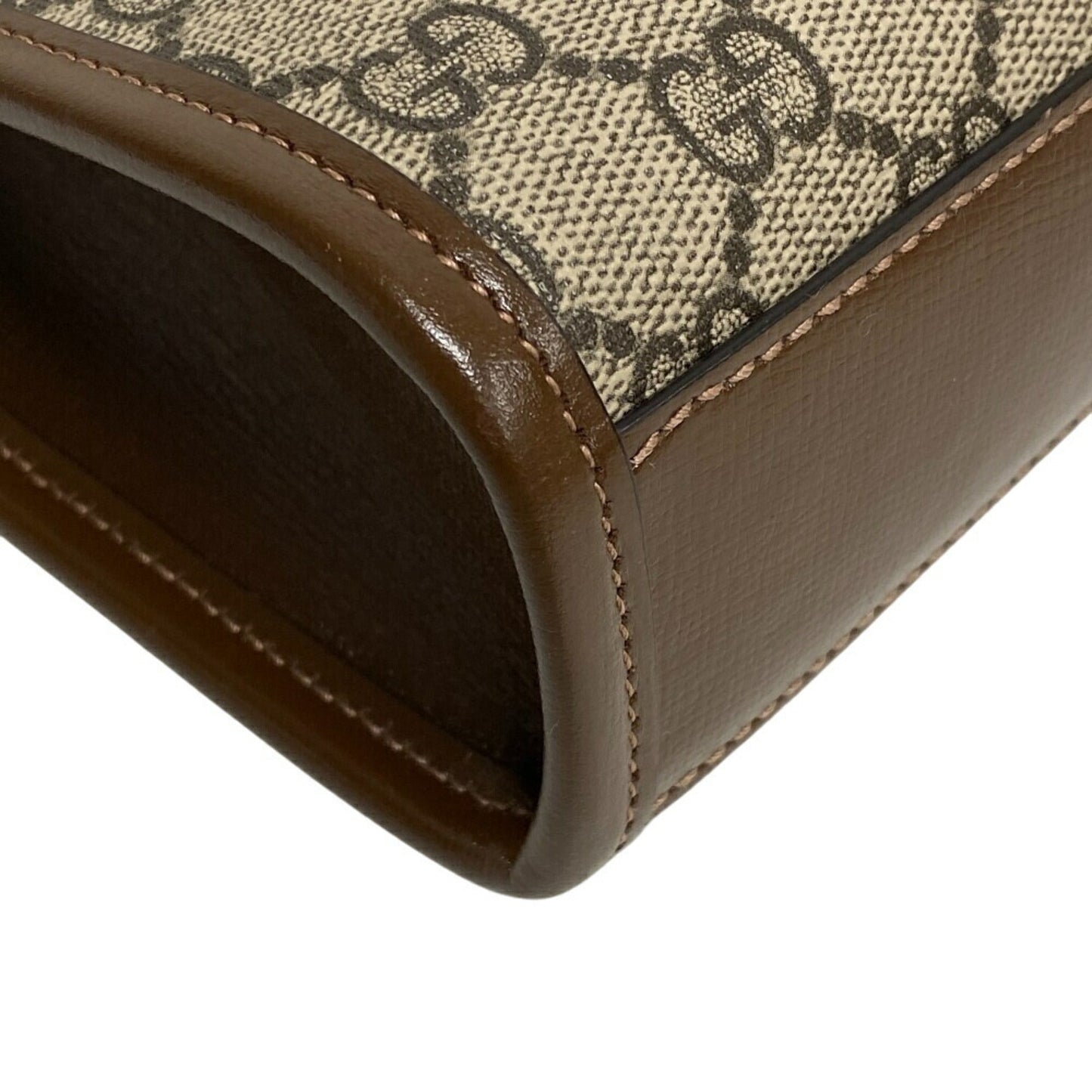 Gucci Brown Gg Supreme Canvas Leather/Webbing Tote Bag