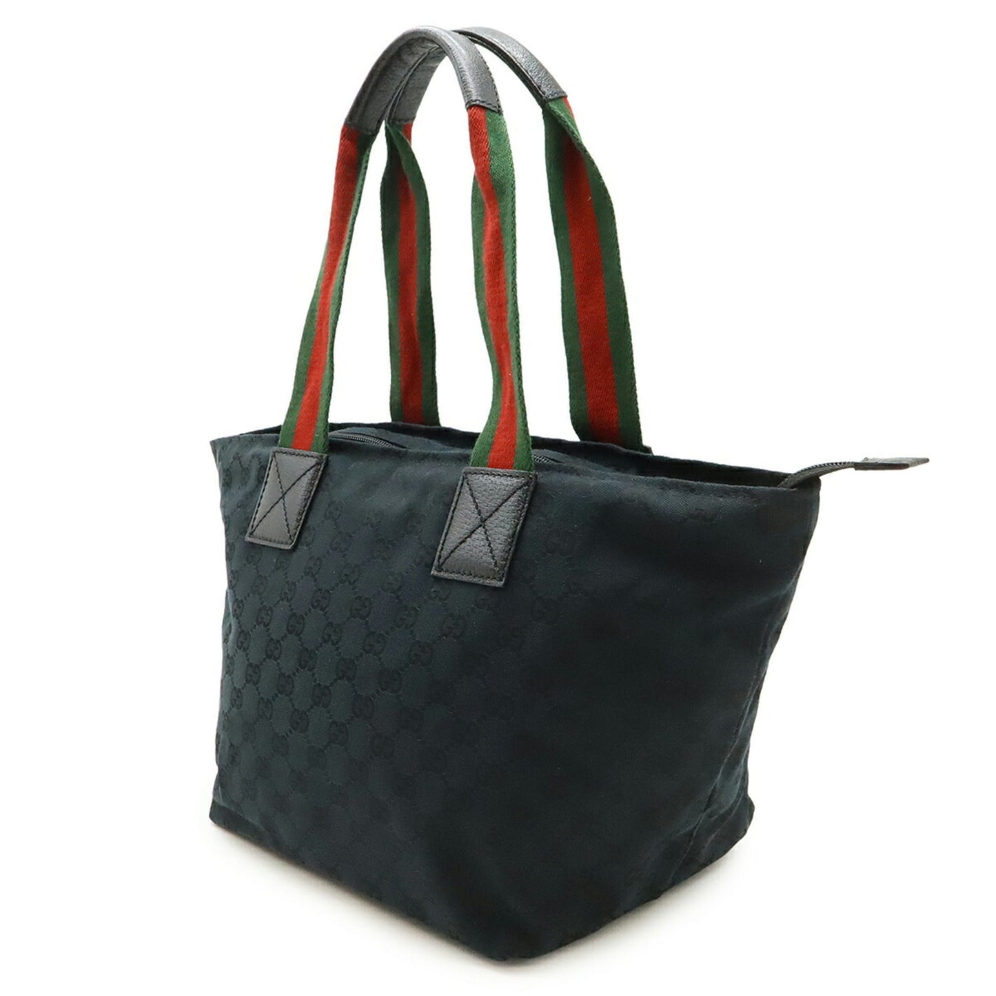 Gucci Black Green Red Color Canvas Leather Shoulder Bag Tote Bag