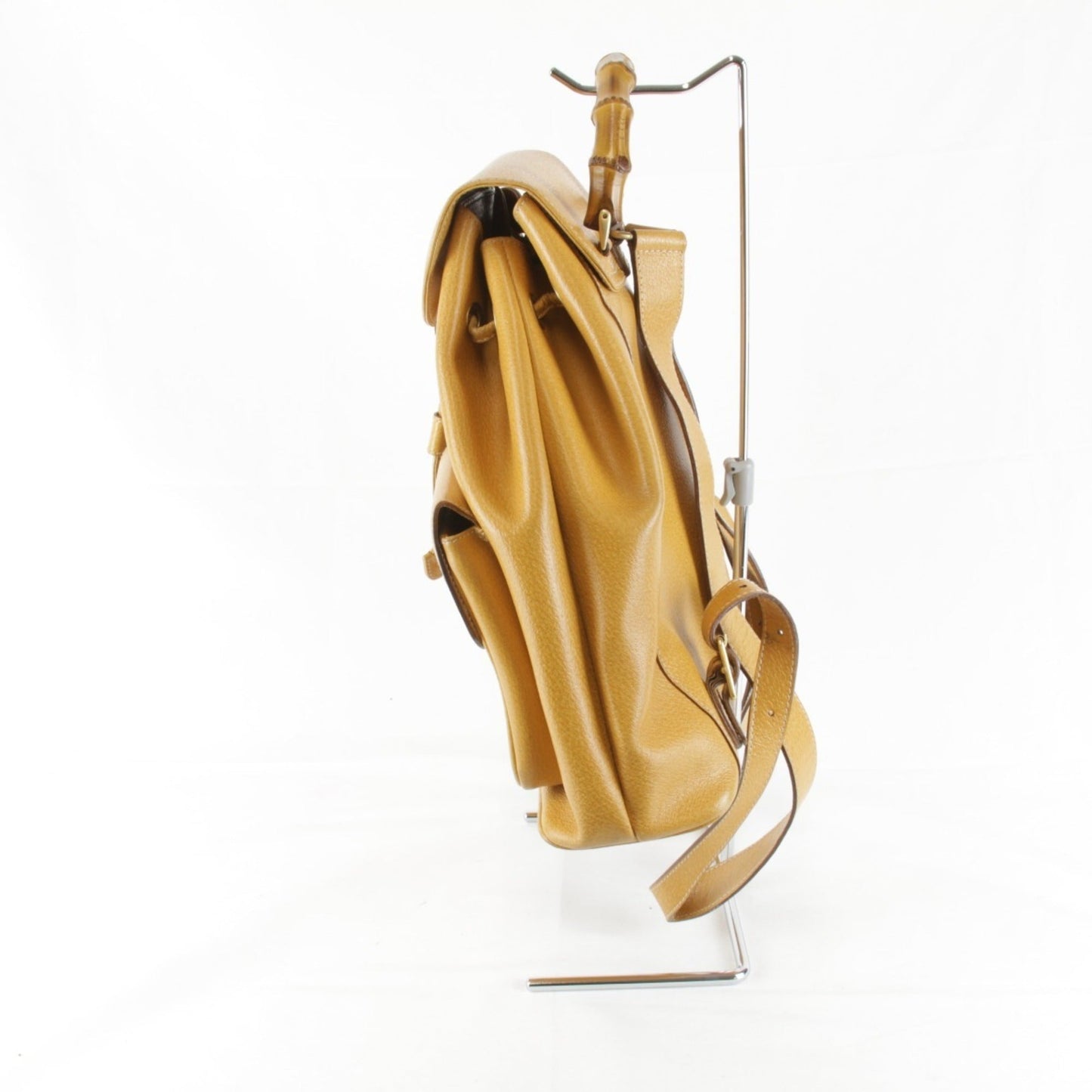 Gucci Black Leather Bamboo Backpack