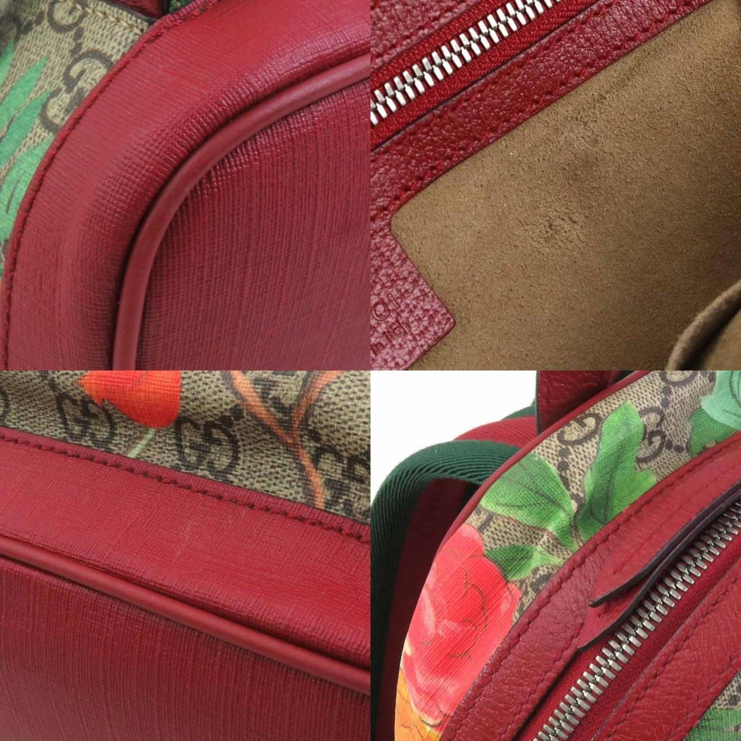 Gucci Beige Brown Green Multi-Color Red Color Gg Supreme Canvas Backpack