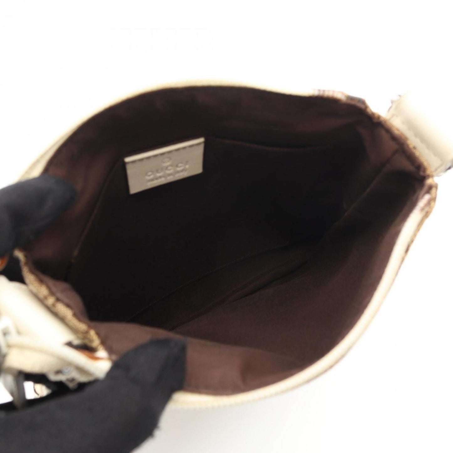 Gucci Gg Canvas Beige White Gg Canvas Leather Shoulder Bag