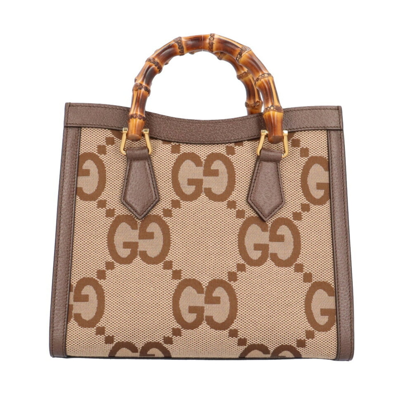 Gucci Brown Bamboo Gg Canvas Leather Shoulder Bag