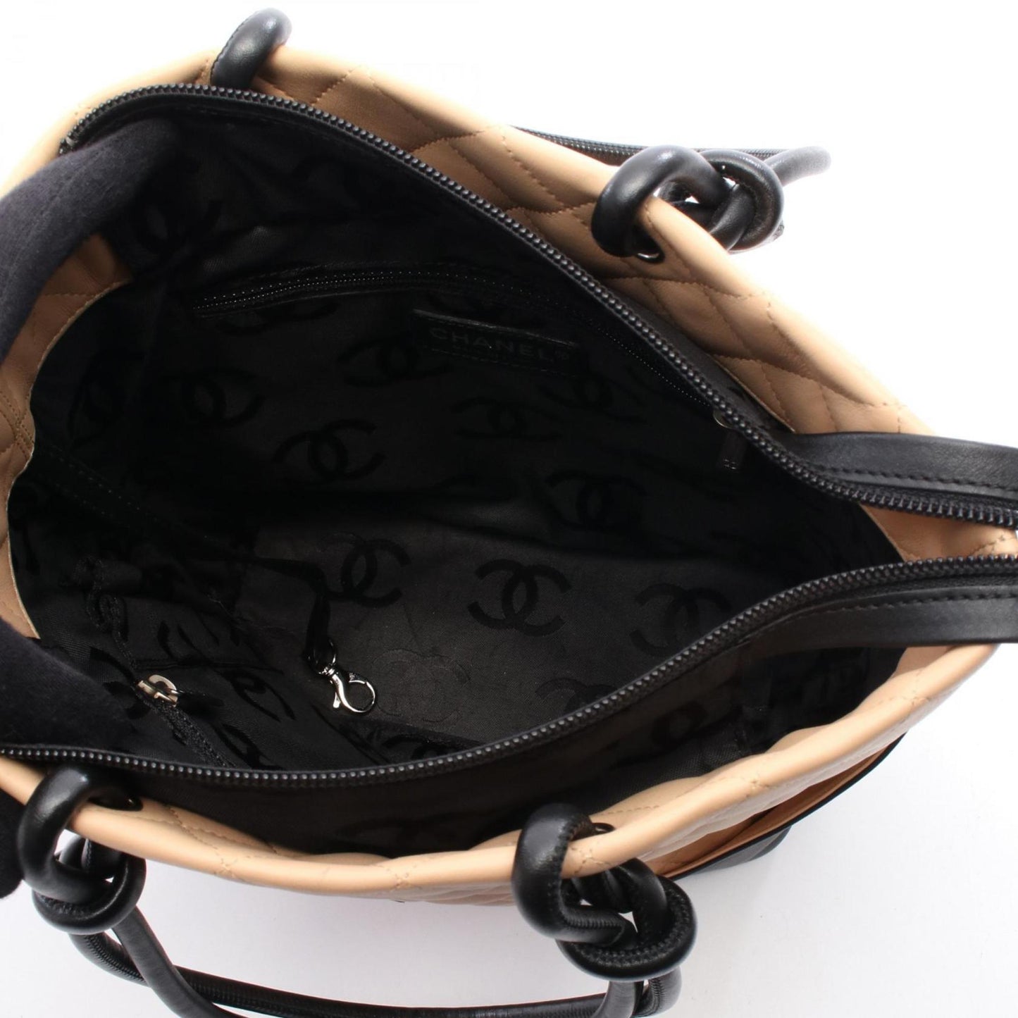 Chanel Beige Black Pink Cambon Ligne Tote Bag