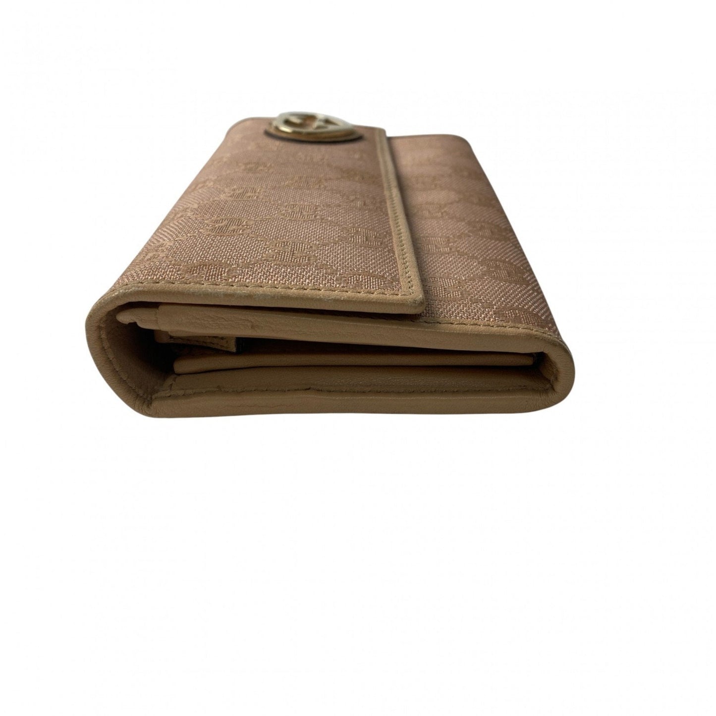 Gucci Pink Gg Canvas Leather Long Wallet (Bi-Fold)