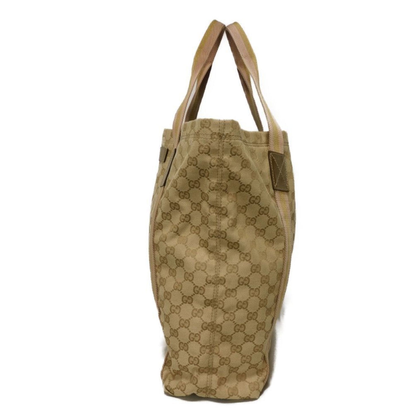 Gucci Gg Canvas Beige Gg Canvas Leather Tote Bag