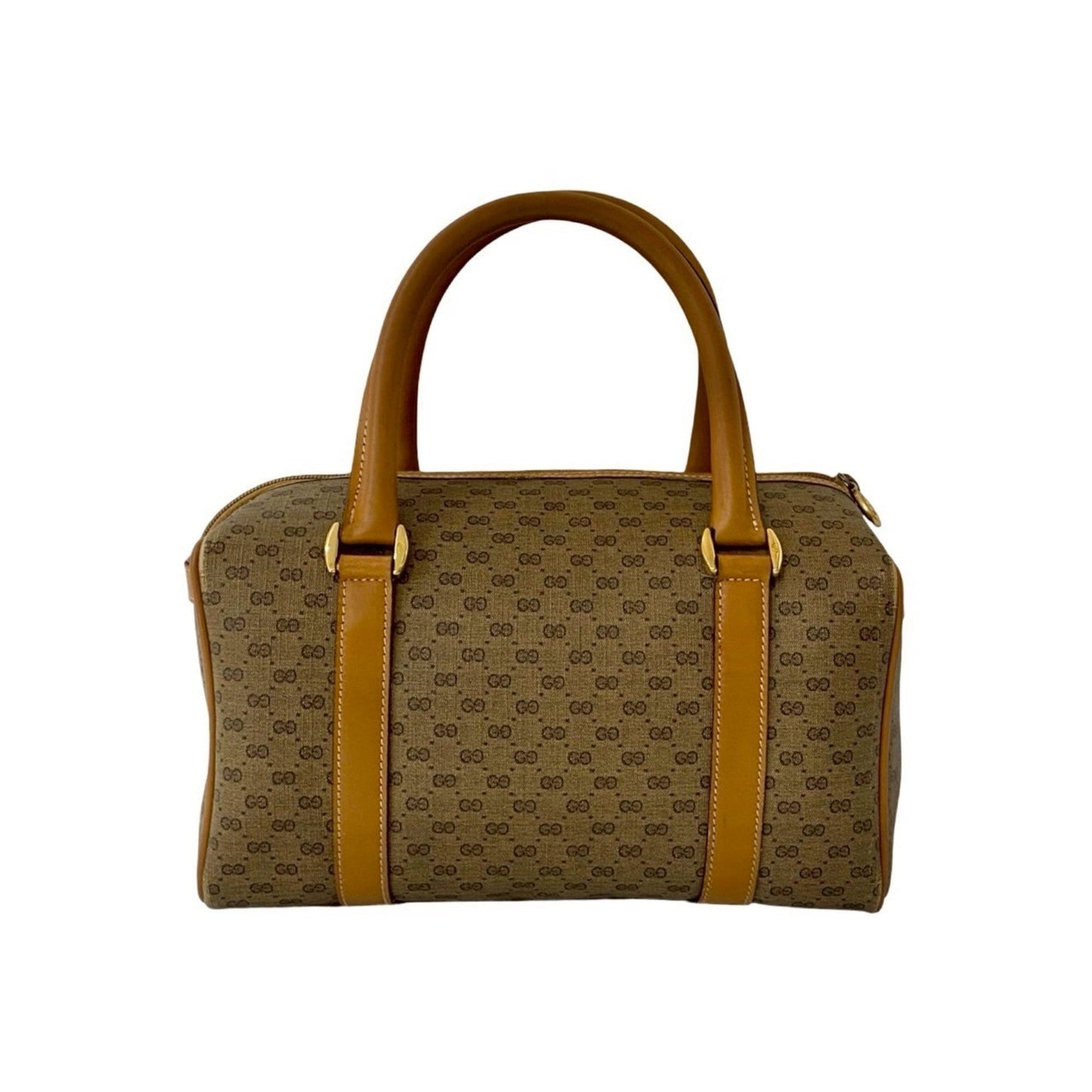 Gucci Brown Leather Pvc Boston Bag Handbag