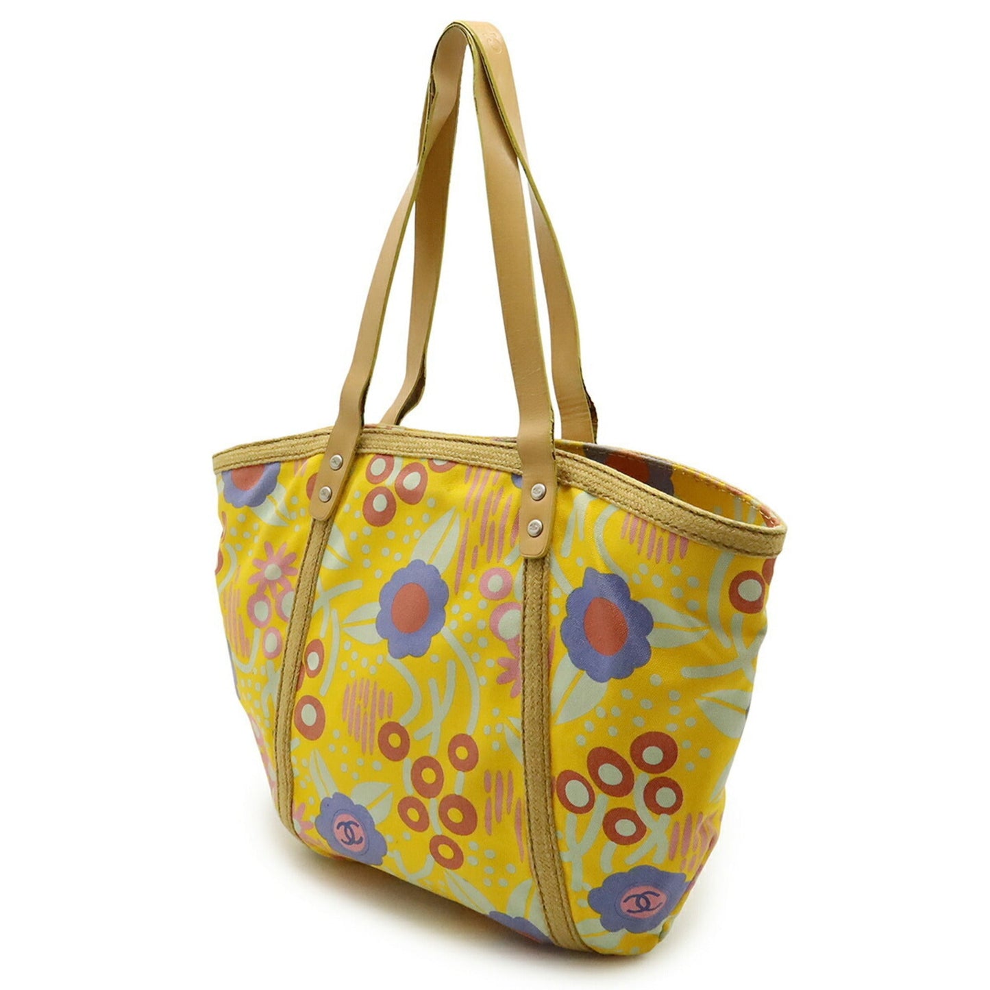 Chanel Multi-Color Yellow High Summer Leather Shoulder Bag Tote Bag