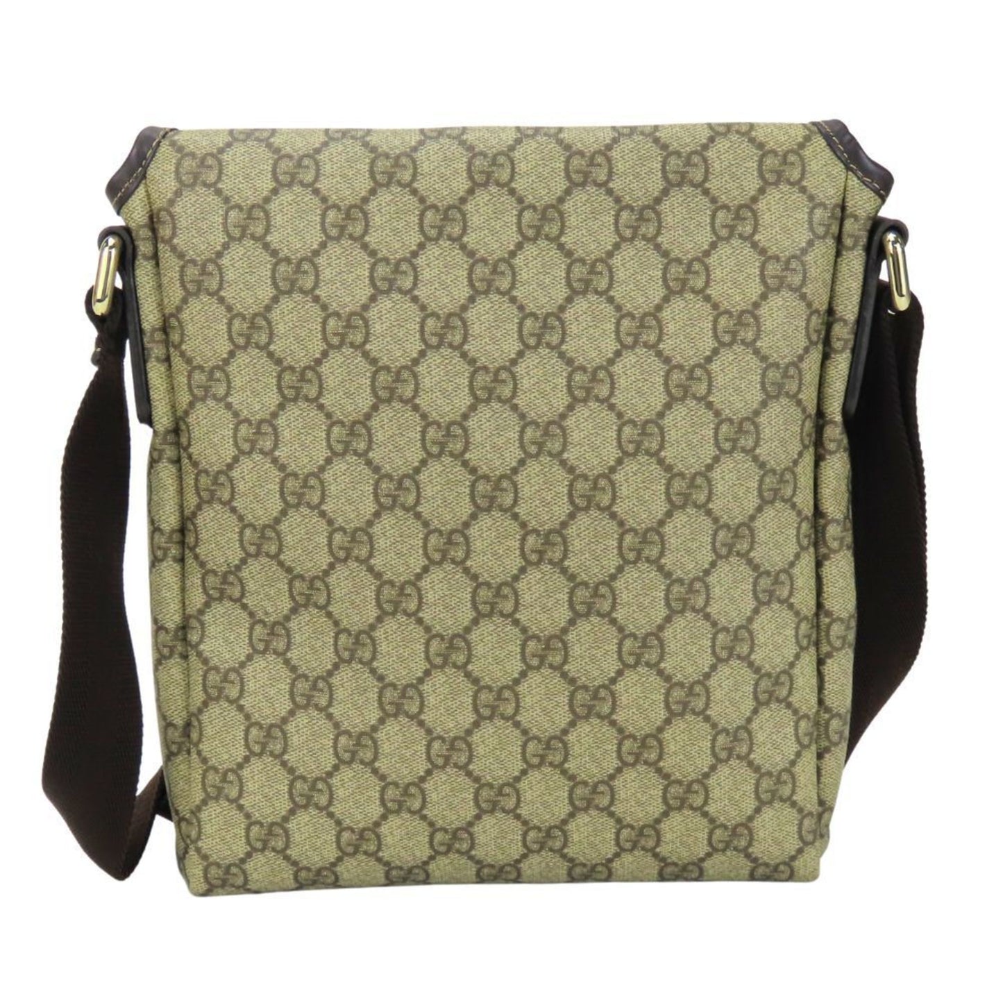 Gucci Beige Dark Brown Gg Supreme Leather Shoulder Bag