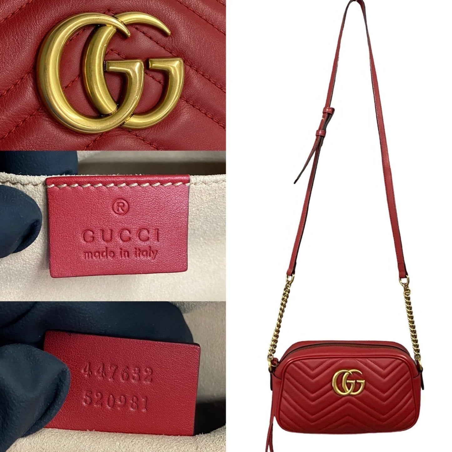 Gucci Red Color Leather Pochette Shoulder Bag